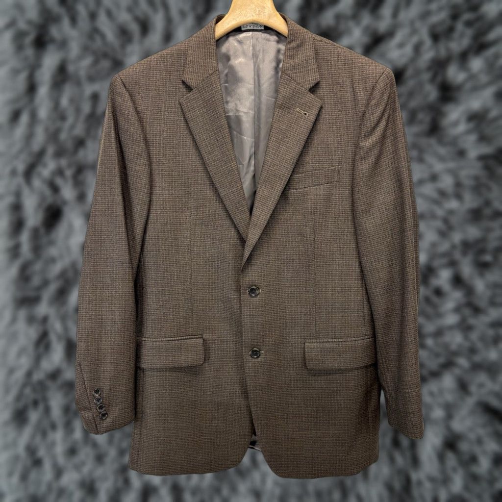 Jos. A. Bank Jos A Bank Sport Coat Sz 41L Men’s Brown Small Check Blazer Wool Career Blazer Long Three-Button Jacket Mens Size 42R - 1 Thumbnail