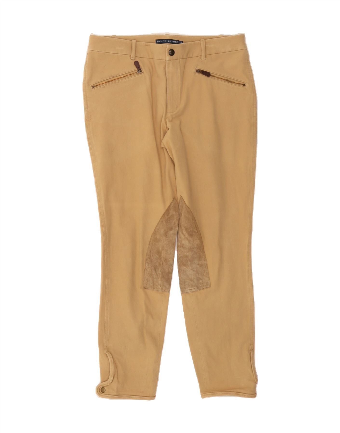 Ralph Lauren Womens Slim Casual Trousers US 12 Large W30 L27 Beige Cotton Size 30" / US 8 / IT 44 - 1 Thumbnail
