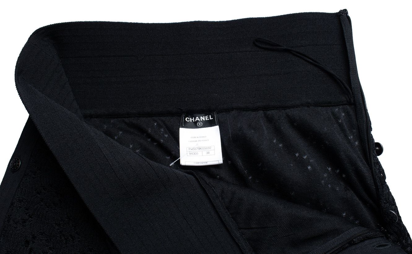 Chanel Chanel, black knit wide leg pants Size 27" / US 4 / IT 40 - 6 Thumbnail