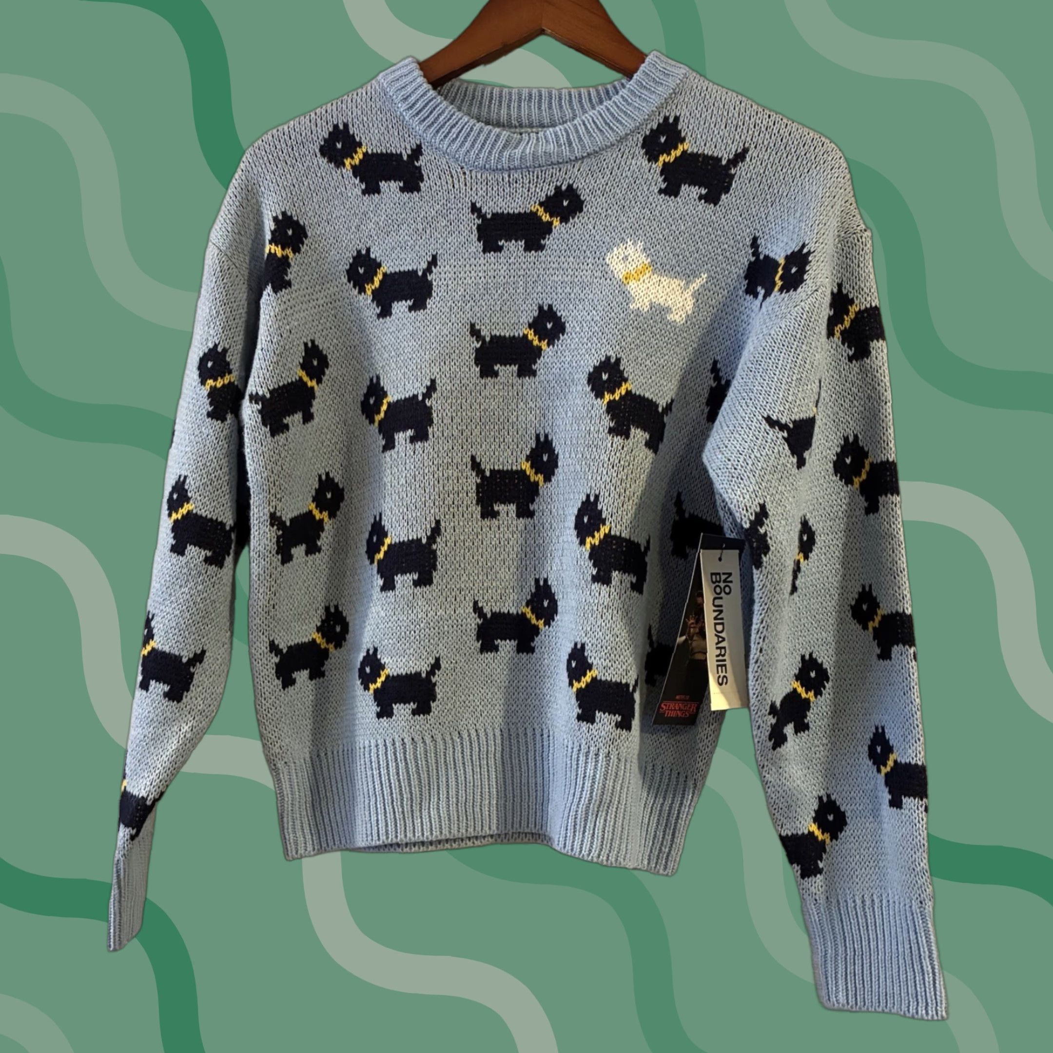Vintage No Boundaries Stranger Things Erica Scottie Dog Sweater XS Blue Women Pullover Dog Theme Vintage NWT Size XS / US 0-2 / IT 36-38 - 1 Thumbnail