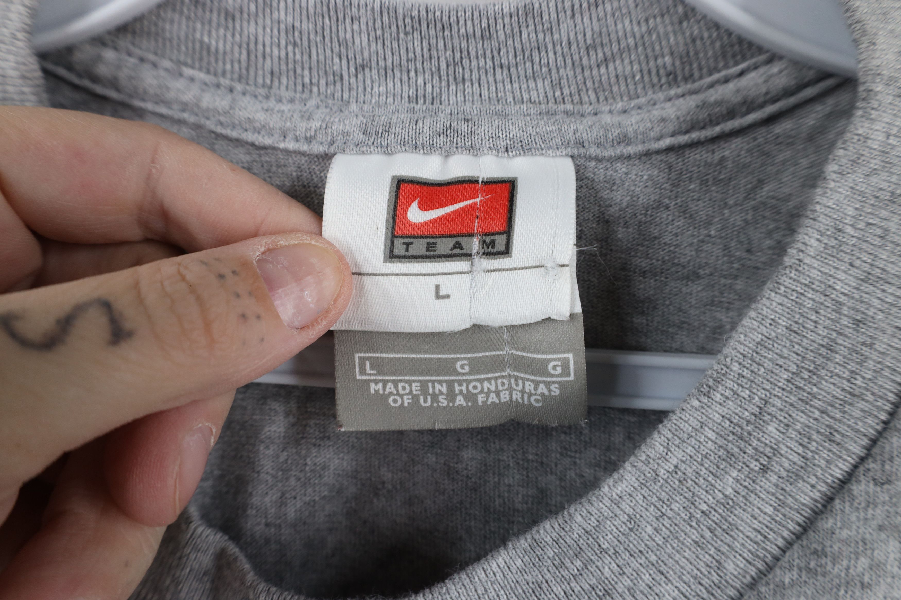 Nike × Vintage Vintage Nike Mini Swoosh University of Michigan Band T-Shirt Size US L / EU 52-54 / 3 - 6 Thumbnail