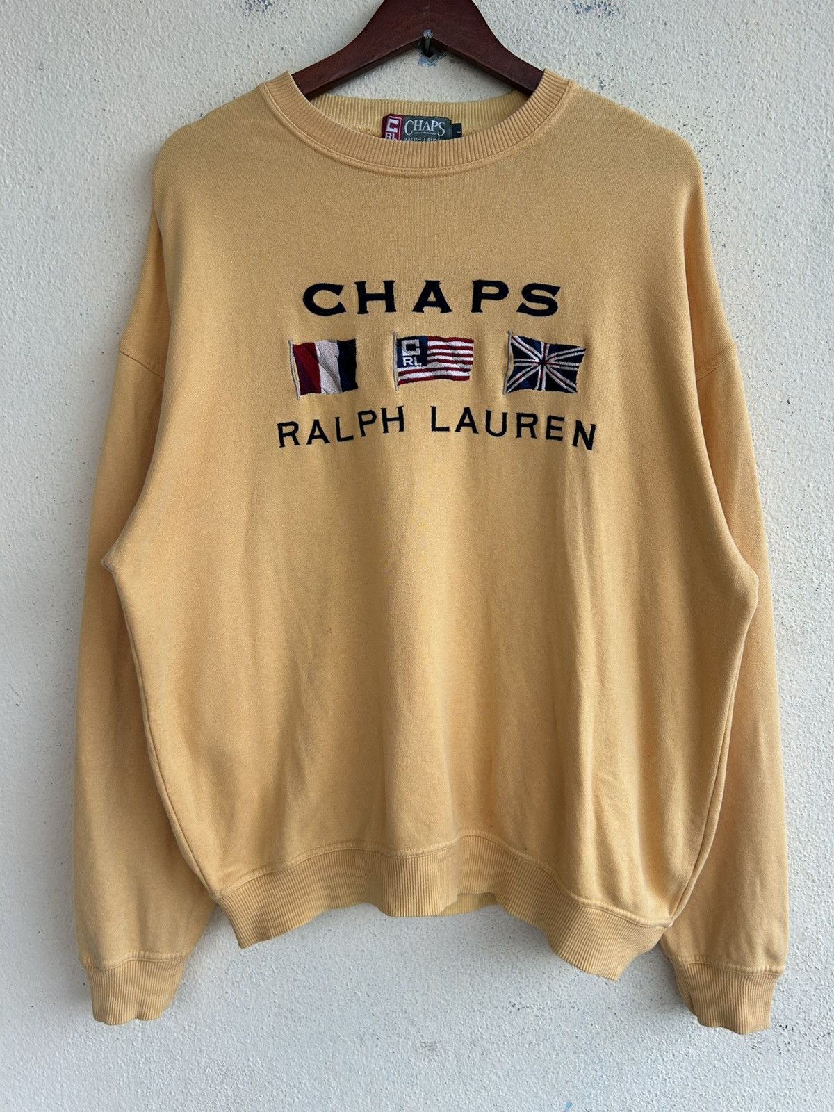 Chaps Ralph Lauren × Ralph Lauren × Vintage Vintage Chaps Ralph Lauren Cross Flag Sweatshirt Size US L / EU 52-54 / 3 - 1 Thumbnail
