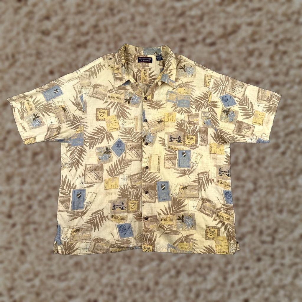Roundtree & Yorke VINTAGE Roundtree & Yorke Shirt Men 2XL Yellow Hawaiian Cotton Floral Button-Up Short Sleeve Size US XXL / EU 58 / 5 - 1 Thumbnail