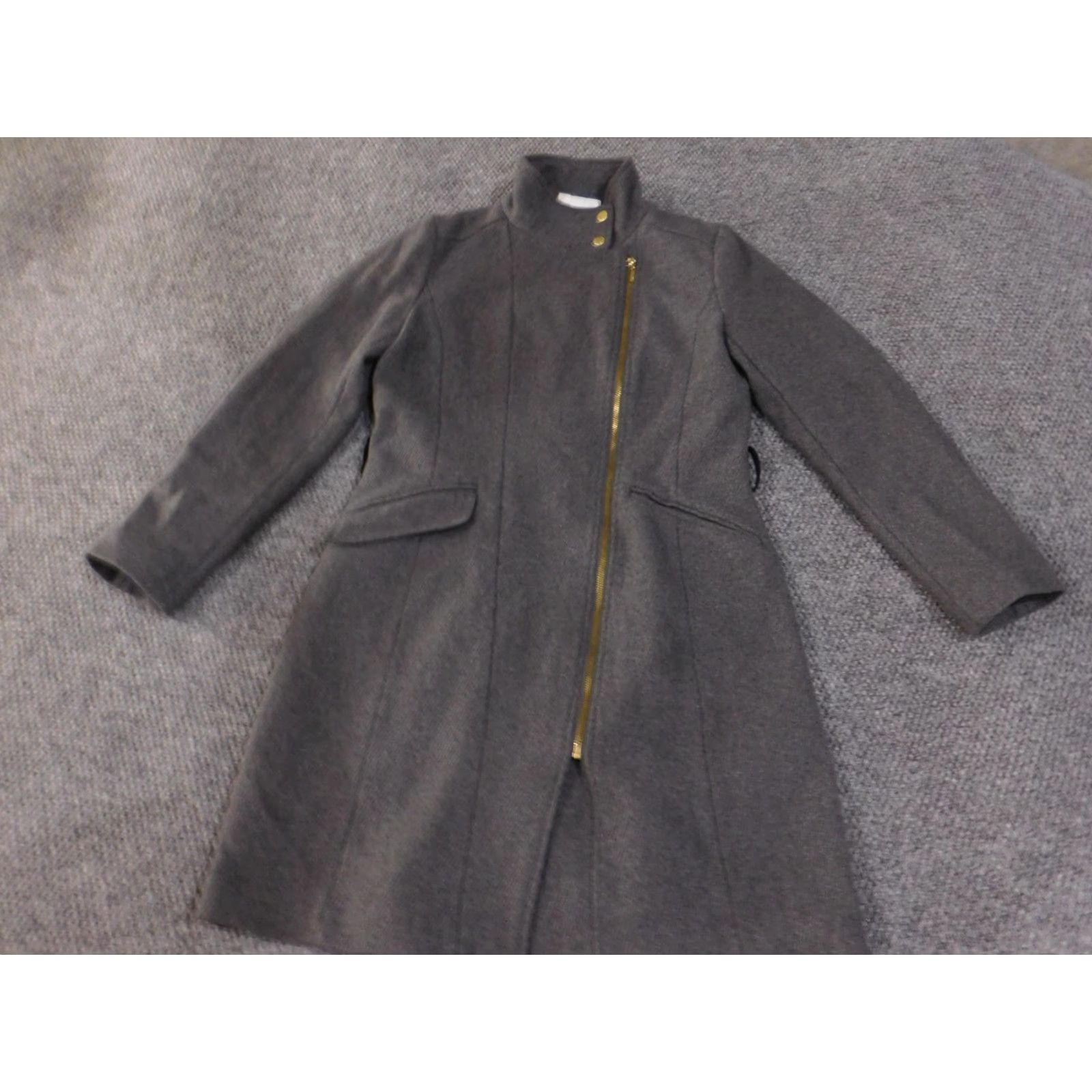 Cole Haan VINTAGE Cole Haan Signature Coat Womens 8 Gray Wool Blend Asymmetrical Zip Long Jacket Size M / US 6-8 / IT 42-44 - 4 Thumbnail