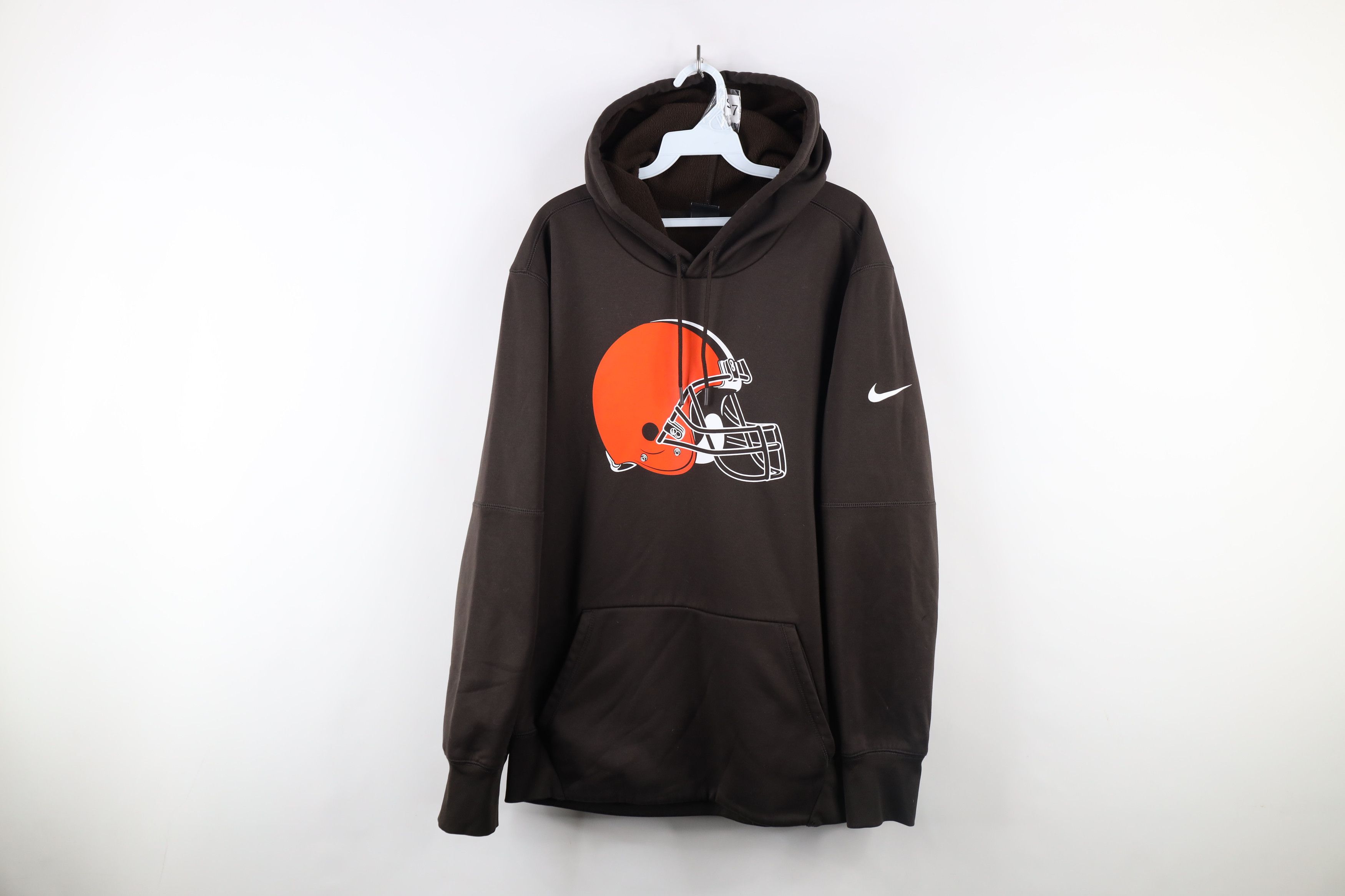 Nike × Vintage Nike Dri-Fit Cleveland Football Hoodie Sweatshirt Brown Size US L / EU 52-54 / 3 - 1 Thumbnail