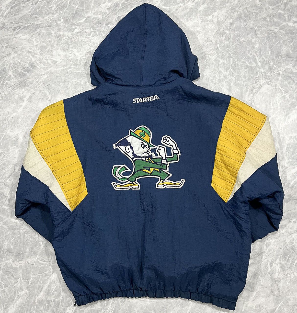 image of 90's NCAA Notre Dame Fighting Irish Starter Pullover Jacket, Men's (Size Large)