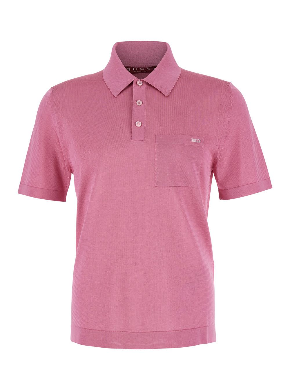 Gucci Pink Polo Shirt with Chest Pocket and Embroidered Logo on the Front in Fine Silk Knit Man Size US S / EU 44-46 / 1 - 1 Thumbnail