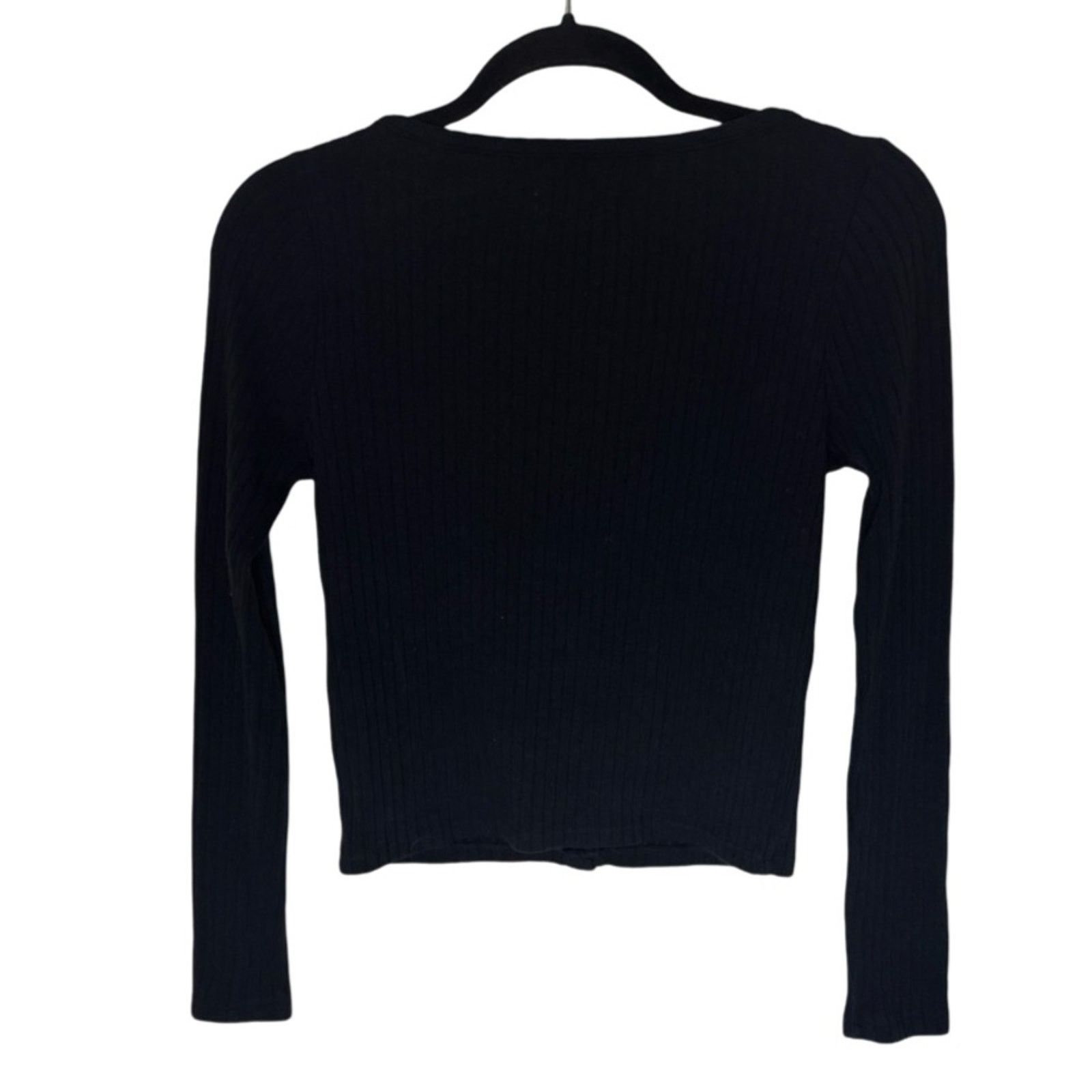 Madewell Madewell Ribbed Cardigan Crop Tee - Black Size S Size S / US 4 / IT 40 - 5 Thumbnail