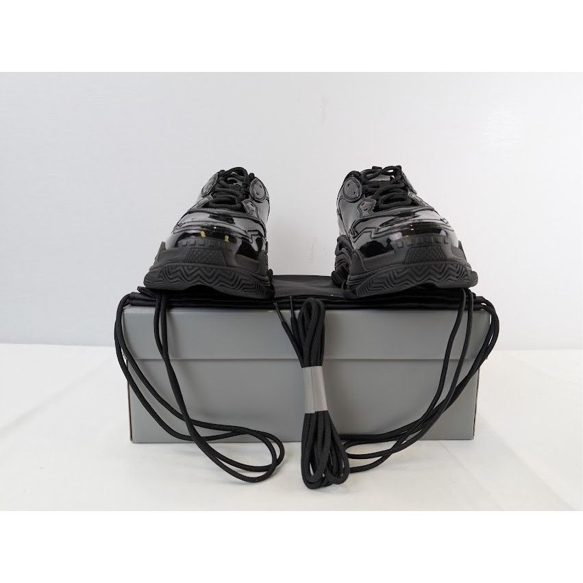Balenciaga o1rshd1 Triple S Rubber Sneakers in Black Size US 12 / EU 45 - 18 Thumbnail