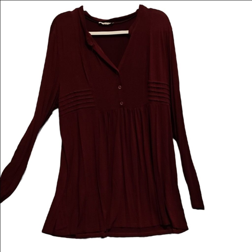 Other Women's Burgundy Long Sleeve Top Size 3XL / US 20-22 - 1 Thumbnail