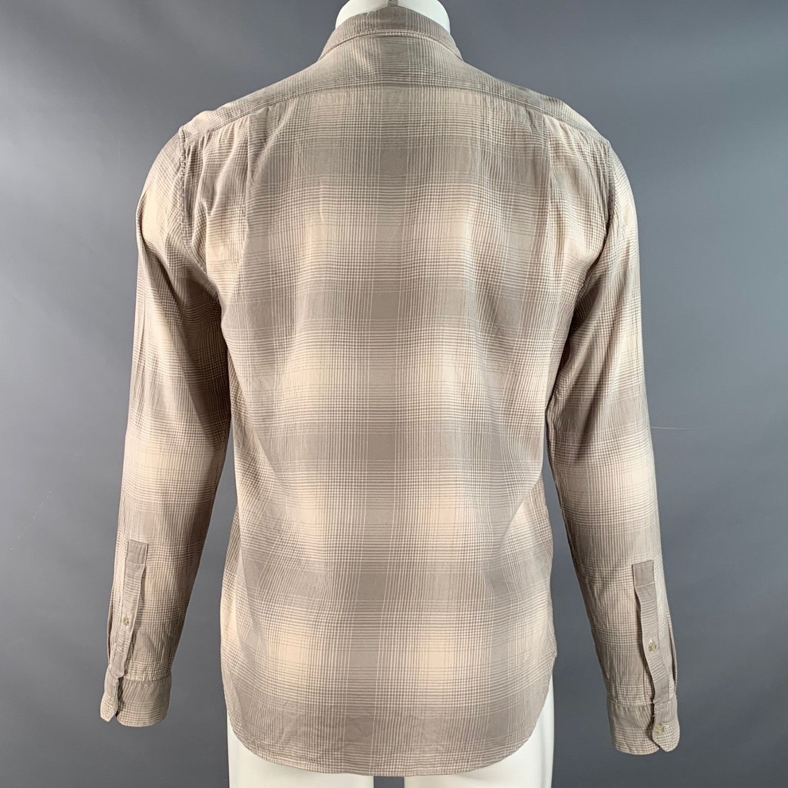 Vince Beige Taupe Plaid Cotton Blend Pointed Collar Long Sleeve Size US S / EU 44-46 / 1 - 3 Thumbnail