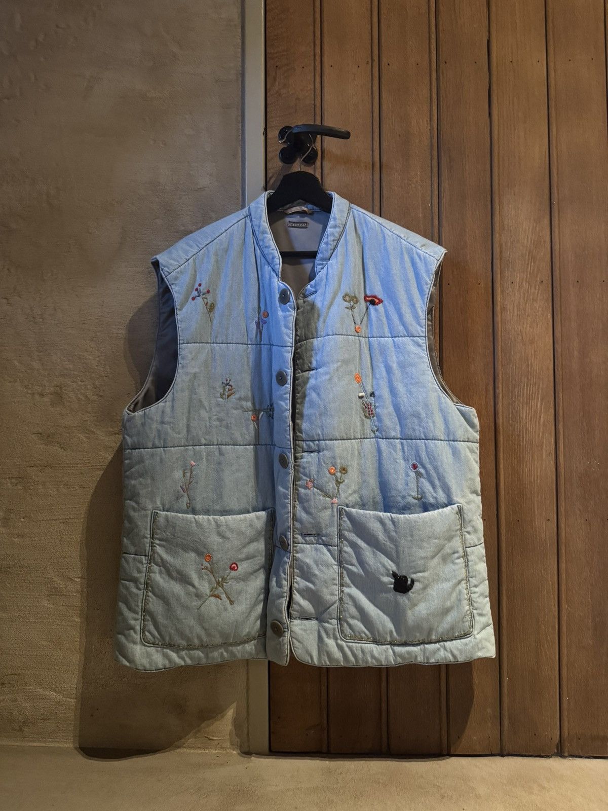 Kapital Embroidered Quilted Chambray Gilet Size US L / EU 52-54 / 3 - 1 Thumbnail