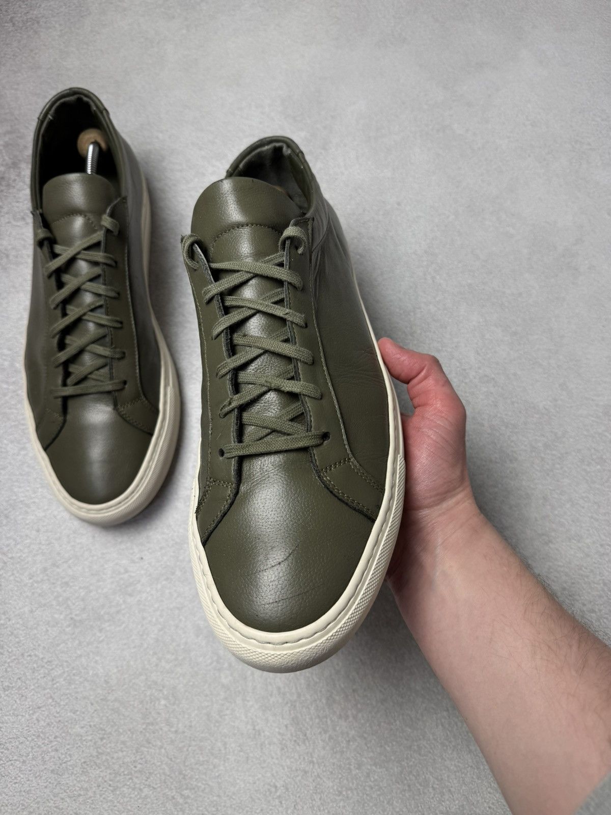 Common Projects Common Projects Achilles Olive Leather Sneakers Size US12 Size US 12 / EU 45 - 10 Thumbnail