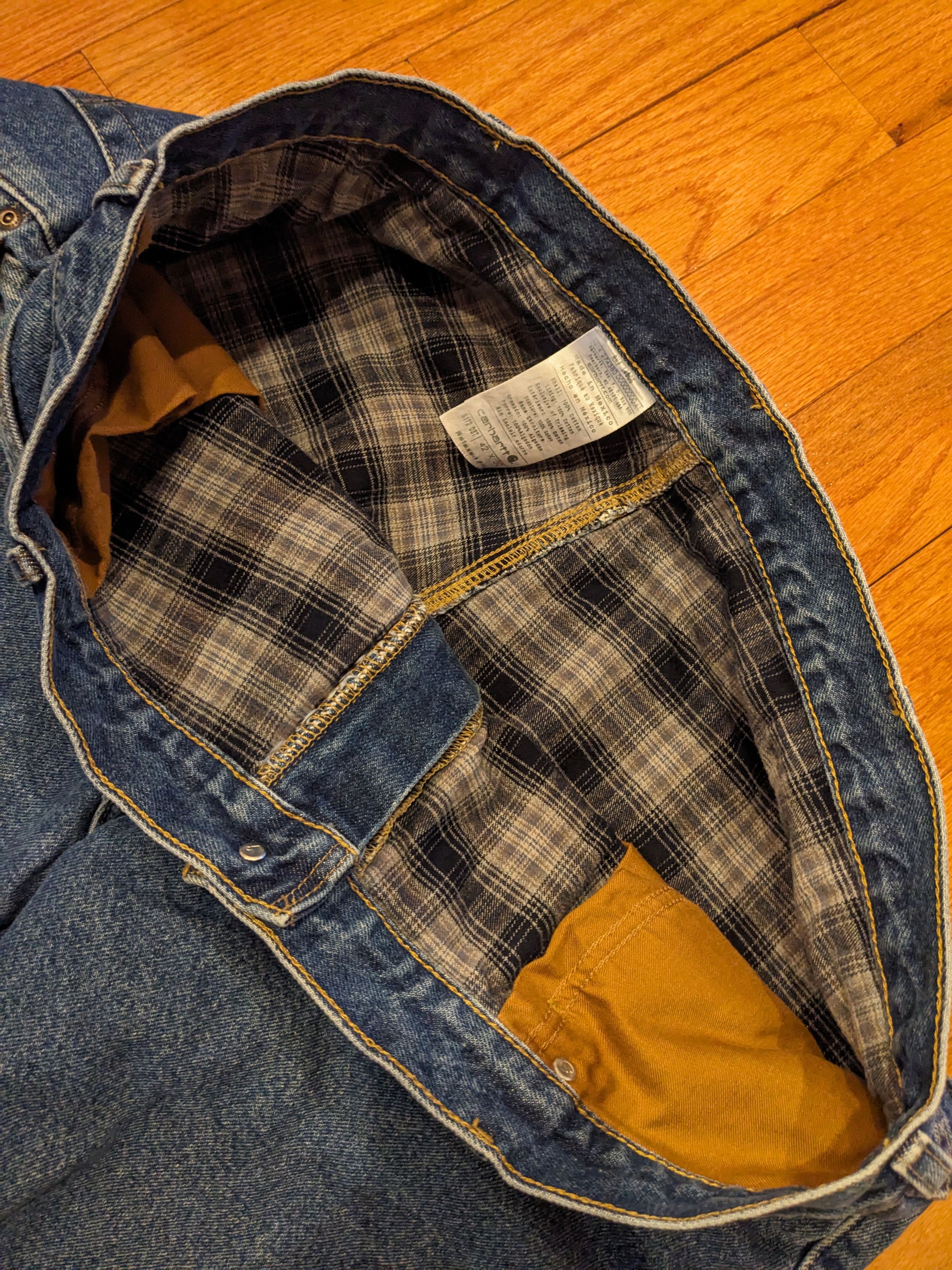 Carhartt × Vintage Vintage Carhartt 42 x 30 Flannel Lined Relaxed Denim Jeans Size US 42 / EU 58 - 5 Thumbnail