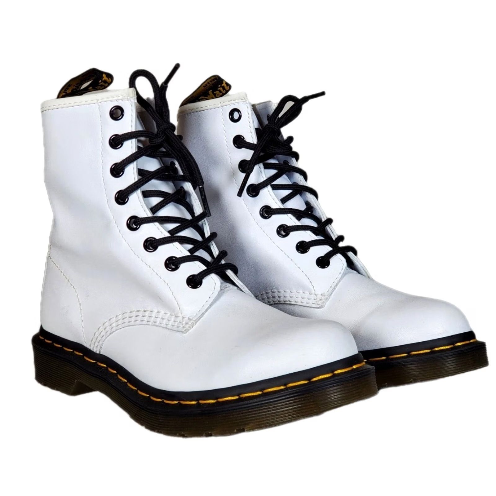 Dr. Martens Dr. Martens 25057 Softy White Leather Lace-Up Boots Women's US 7 Boots Mid-Calf Leather White 90s Punk Grunge Style Women Size US 7 / IT 37 - 2 Thumbnail