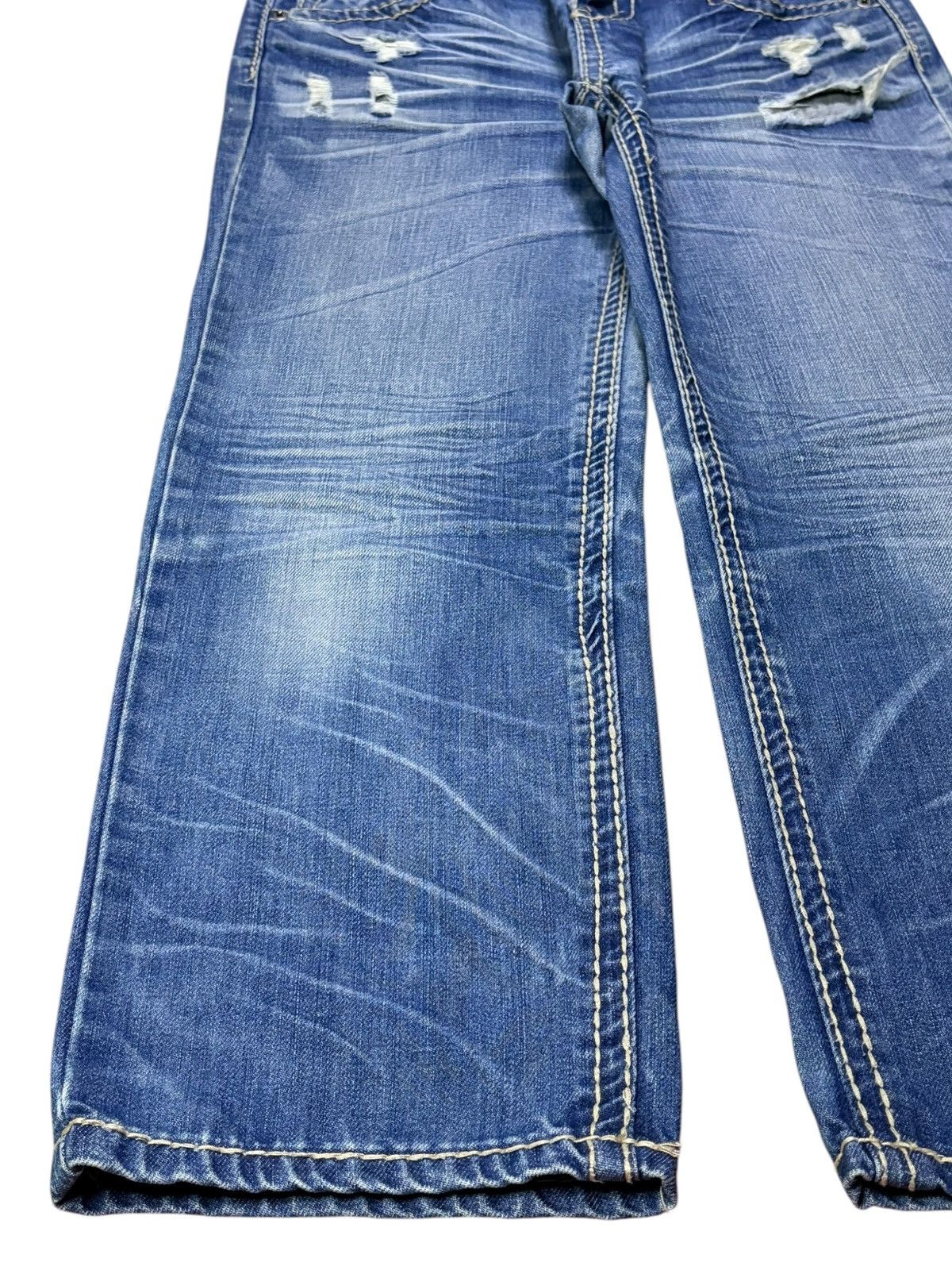 Japanese Brand Vintage Japanese Brand Blue Wash Distressed Ripped Jeans Size US 30 / EU 46 - 6 Thumbnail