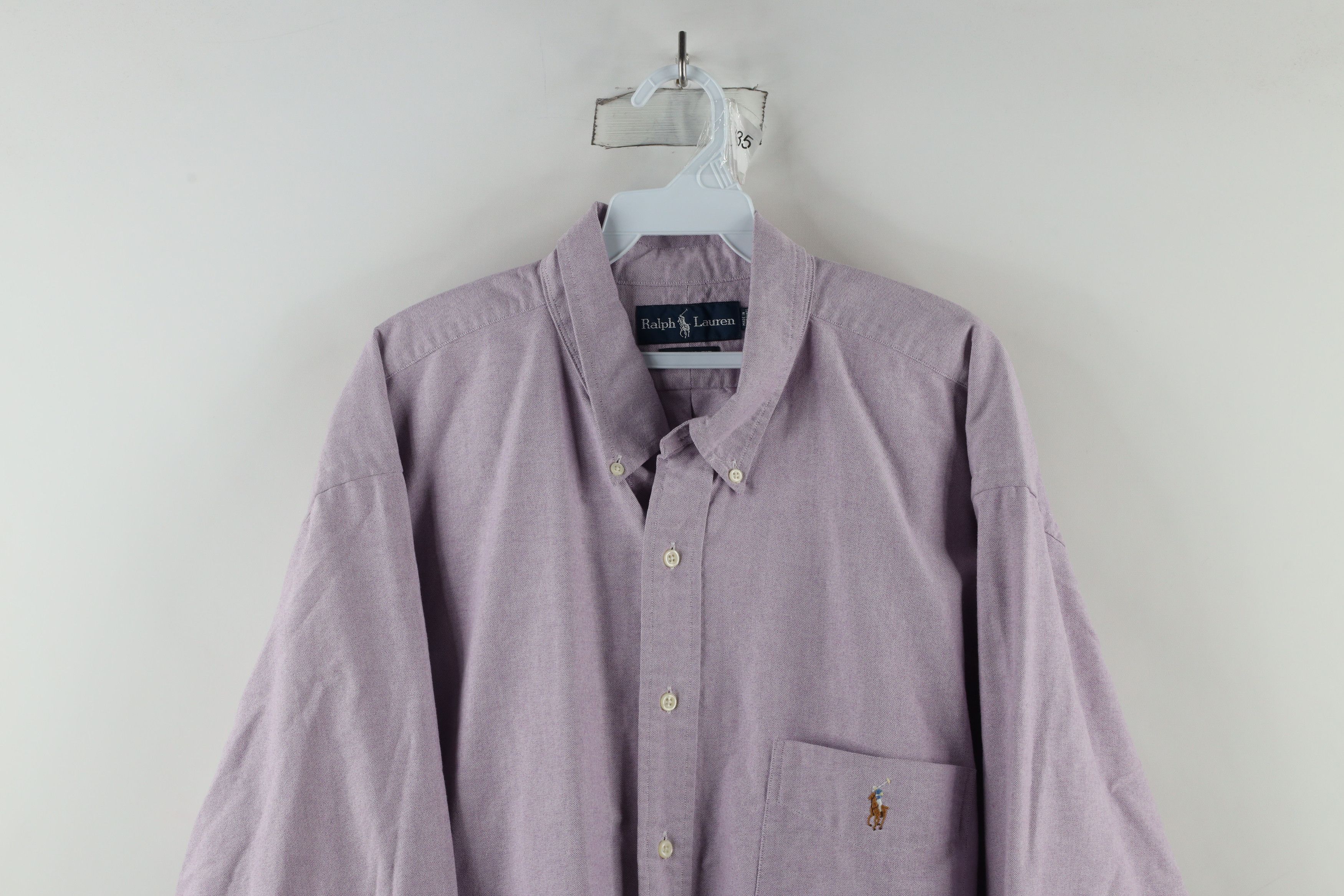 Ralph Lauren × Vintage Vintage 90s Ralph Lauren Fit Oxford Button Down Shirt Purple Size US XL / EU 56 / 4 - 2 Thumbnail