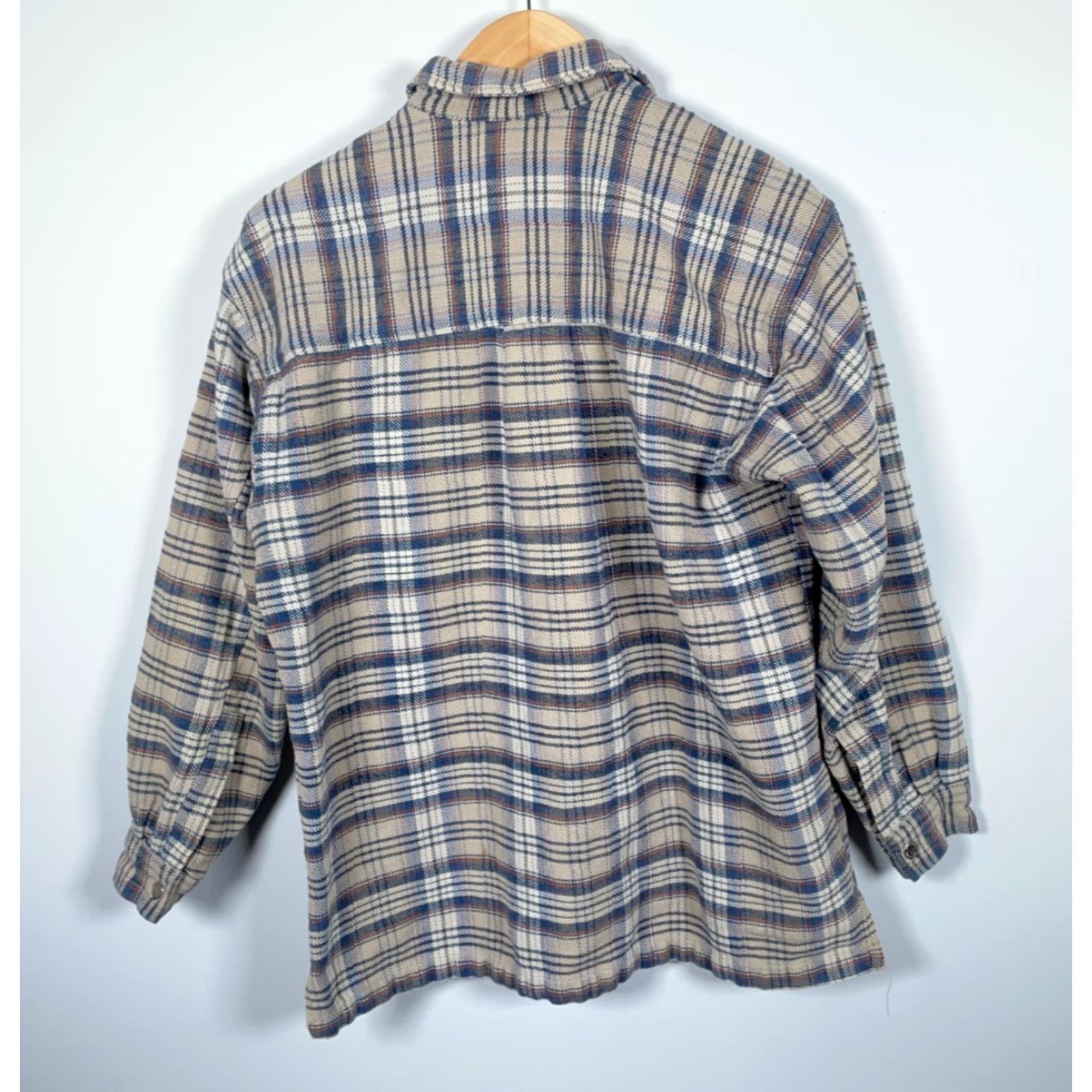 Propper VINTAGE Property 90s Zip Up Flannel Shirt Men Large Gray Beige Plaid Grunge Workwear Size US L / EU 52-54 / 3 - 2 Thumbnail