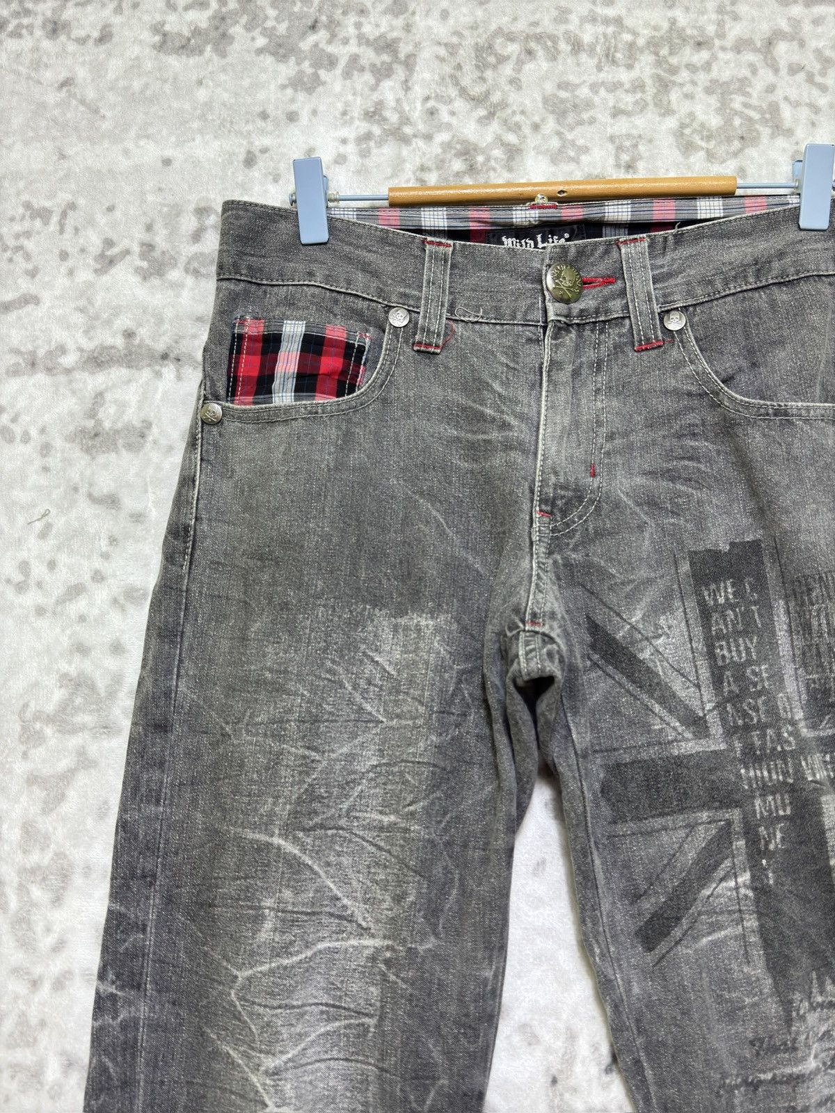 Vintage Y2K Wild Life Poem Print Whiskered Cropped Denim Jeans Size US 29 - 4 Thumbnail