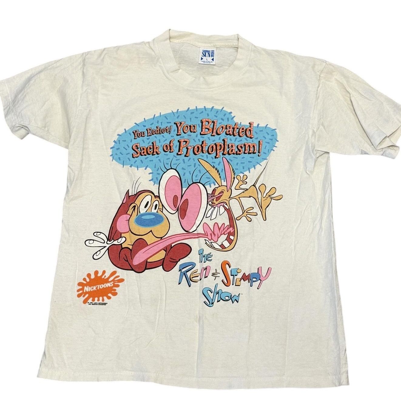 Nickelodeon Vtg 1991 Ren & Stimpy Mens L Deadstock Nickelodeon Sun Tag Size US L / EU 52-54 / 3 - 1 Thumbnail