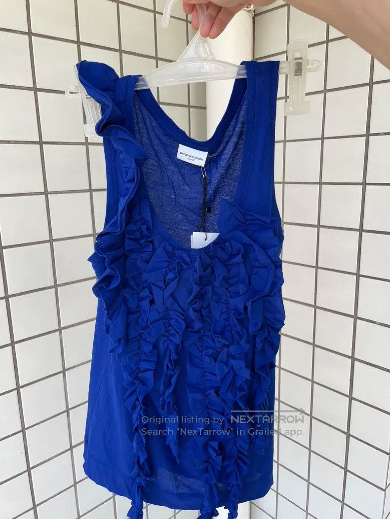 Dries Van Noten Dries Van Noten Blue ear-trimmed top Size S / US 4 / IT 40 - 1 Thumbnail