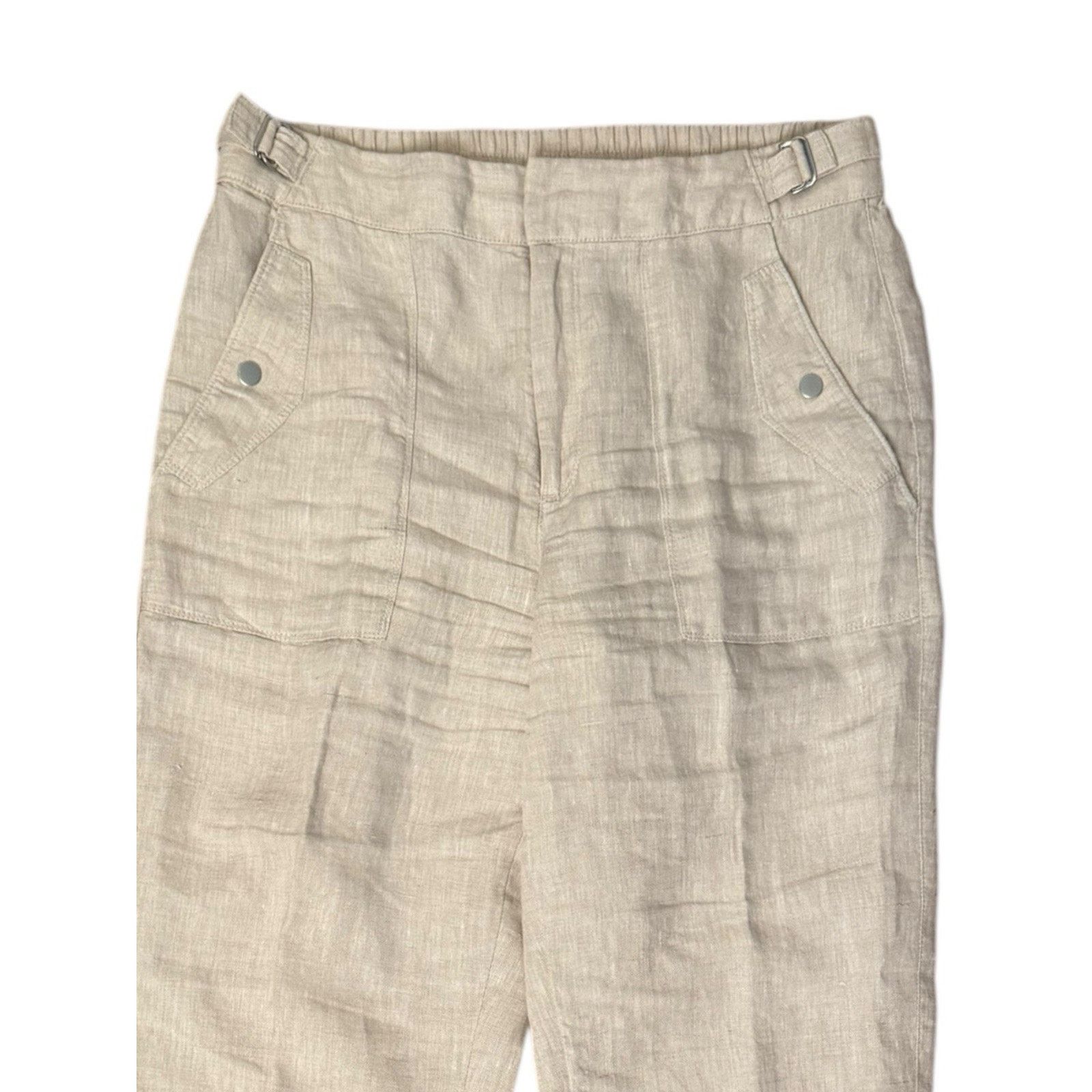 Athleta Athleta Voyager Pants Natural Beige 100% Linen Tapered Size 34" / US 12 / IT 48 - 2 Thumbnail