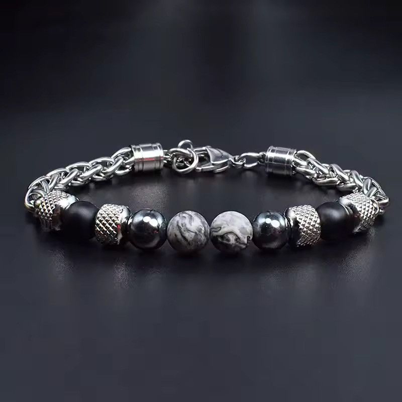 Jewelry 8mm Natural Stone Beaded Chain Bracelet Size ONE SIZE - 1 Thumbnail
