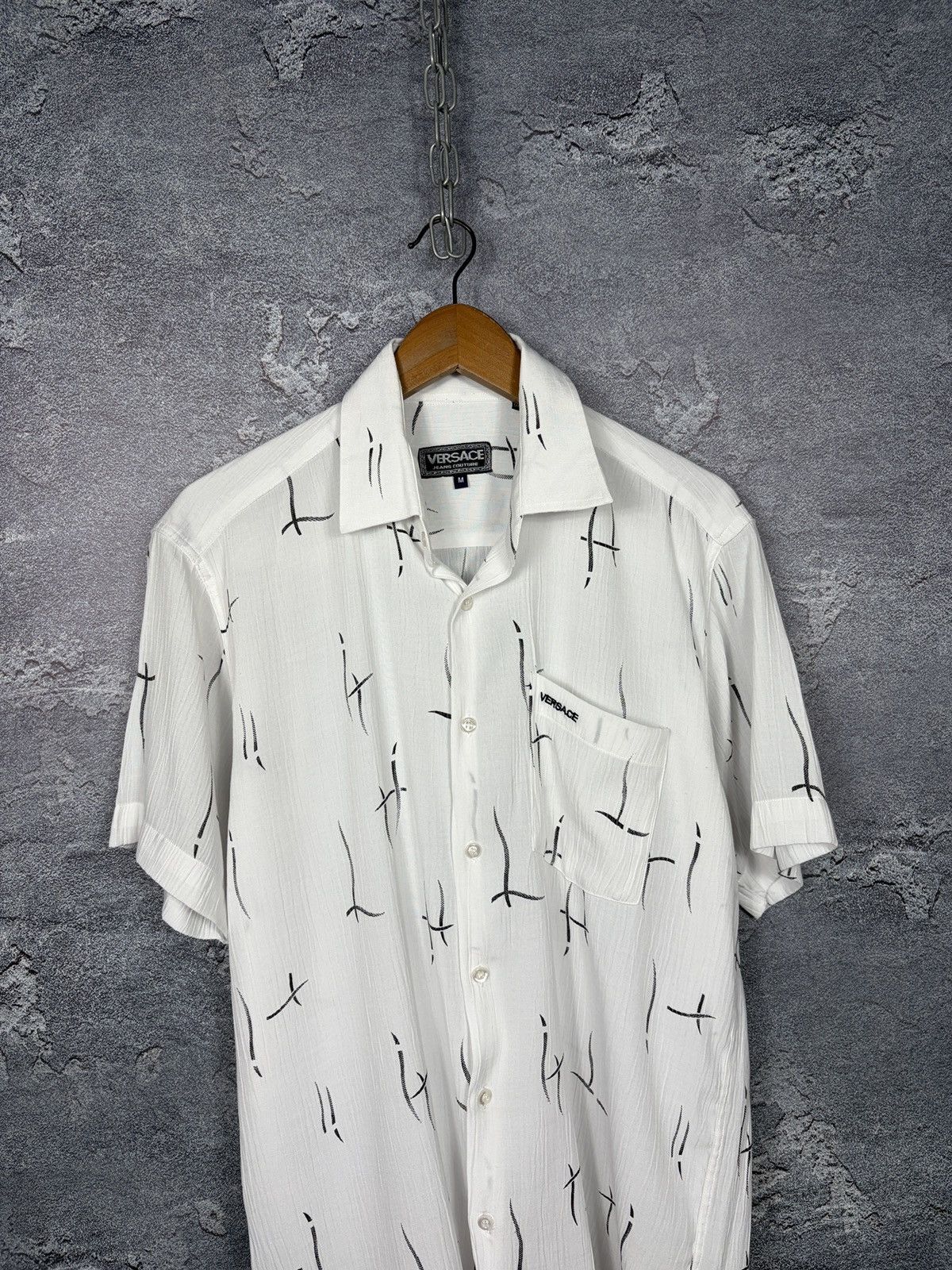 Versace Versace Vintage White Short Sleeve Pattern Shirt Size M Size US M / EU 48-50 / 2 - 2 Thumbnail