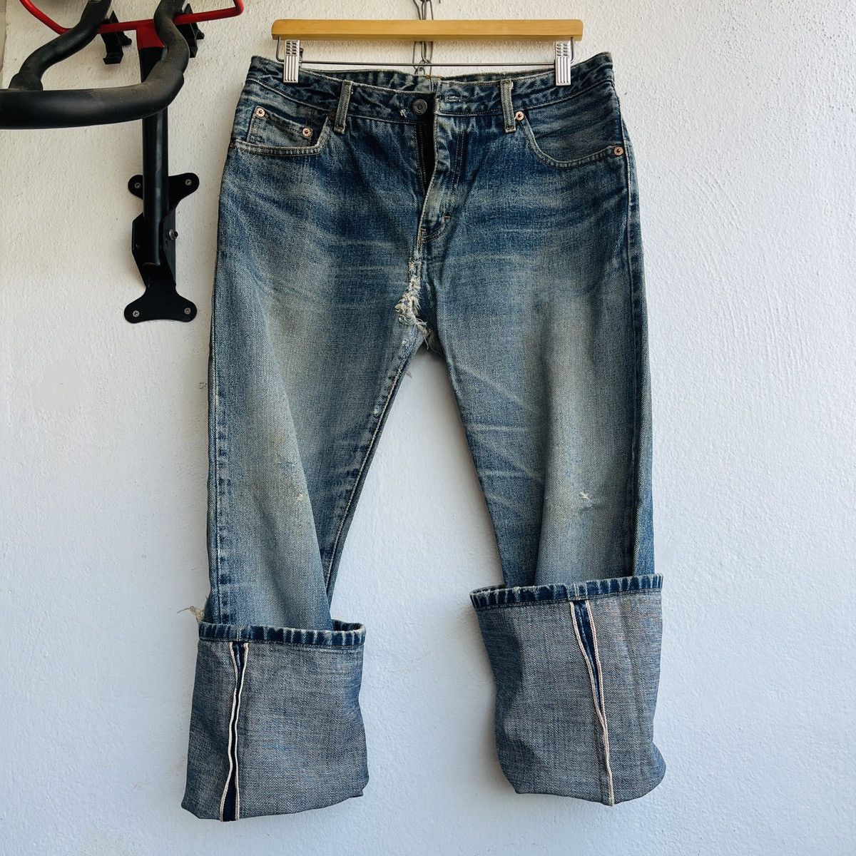 Levi's Vintage Levi's R Tag Distresse Selvedge Jeans Talon Zipper Size US 31 - 6 Thumbnail