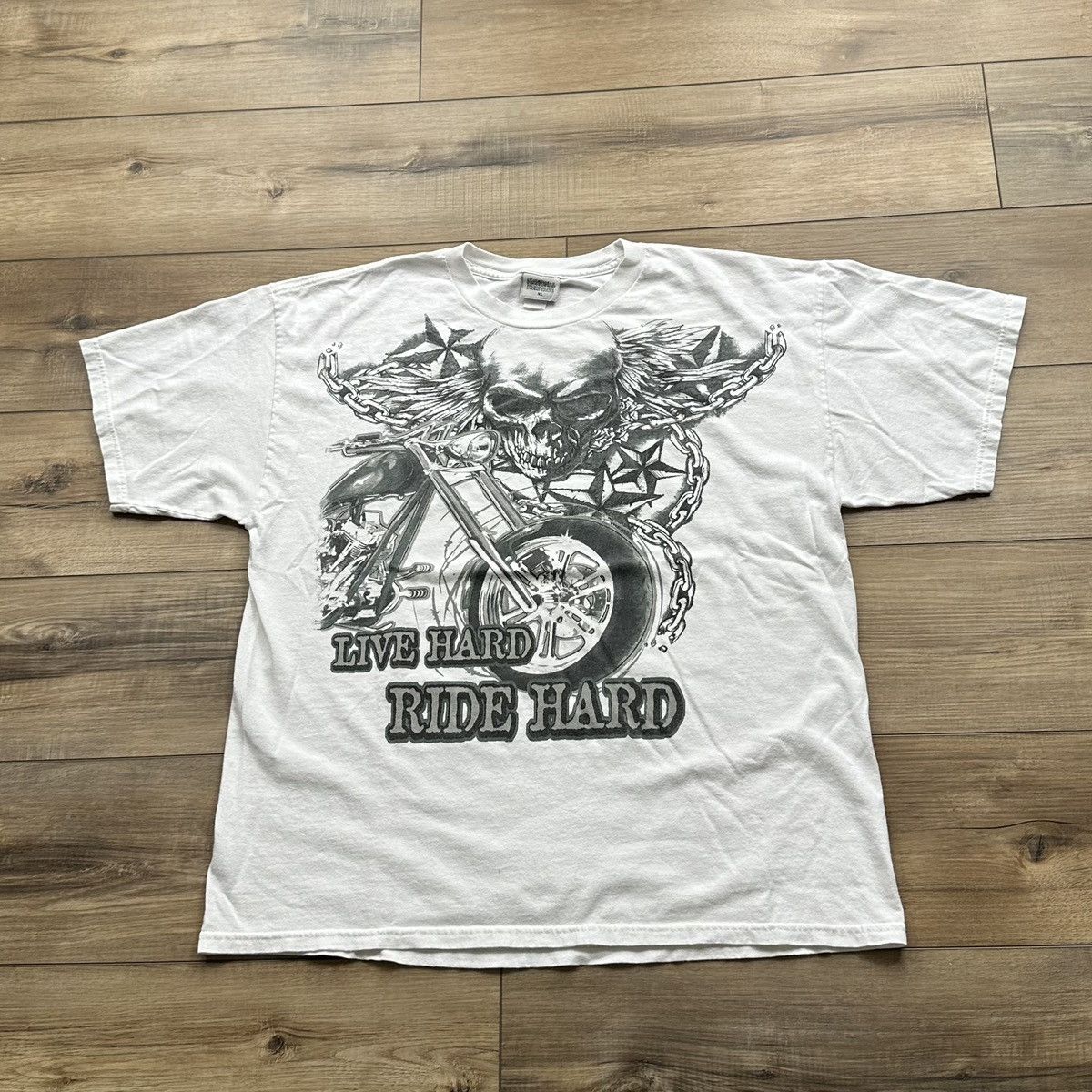 Other Vintage 2000s Y2K Live Hard Ride Hard Biker Graphic Tee Size US XL / EU 56 / 4 - 1 Thumbnail