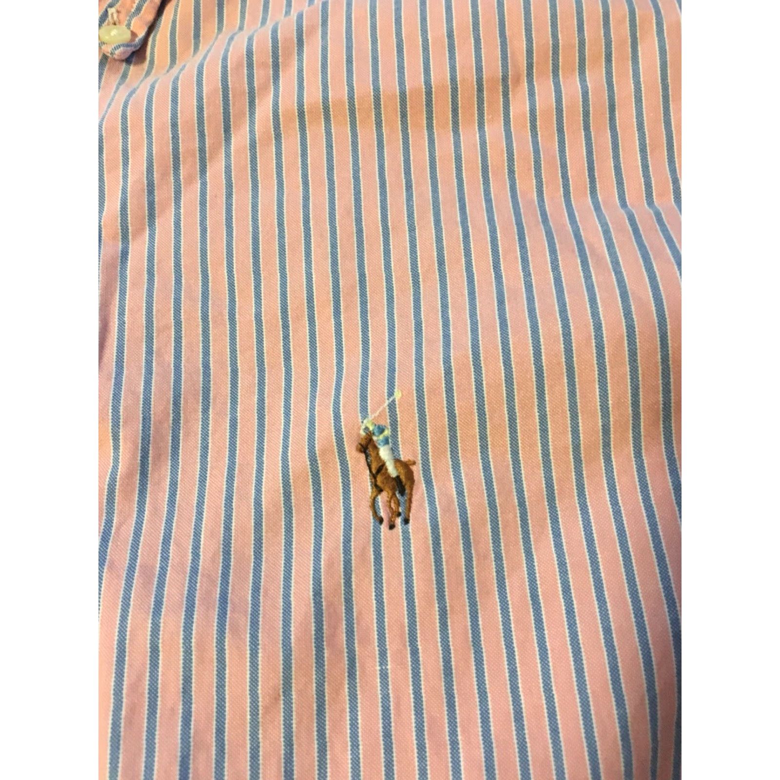 Polo Ralph Lauren Polo Ralph Lauren Shirt Dress Shirt 16 34 Pink/Blue Striped Button-Down 90s Vintage Mens Shirt Size US L / EU 52-54 / 3 - 2 Thumbnail