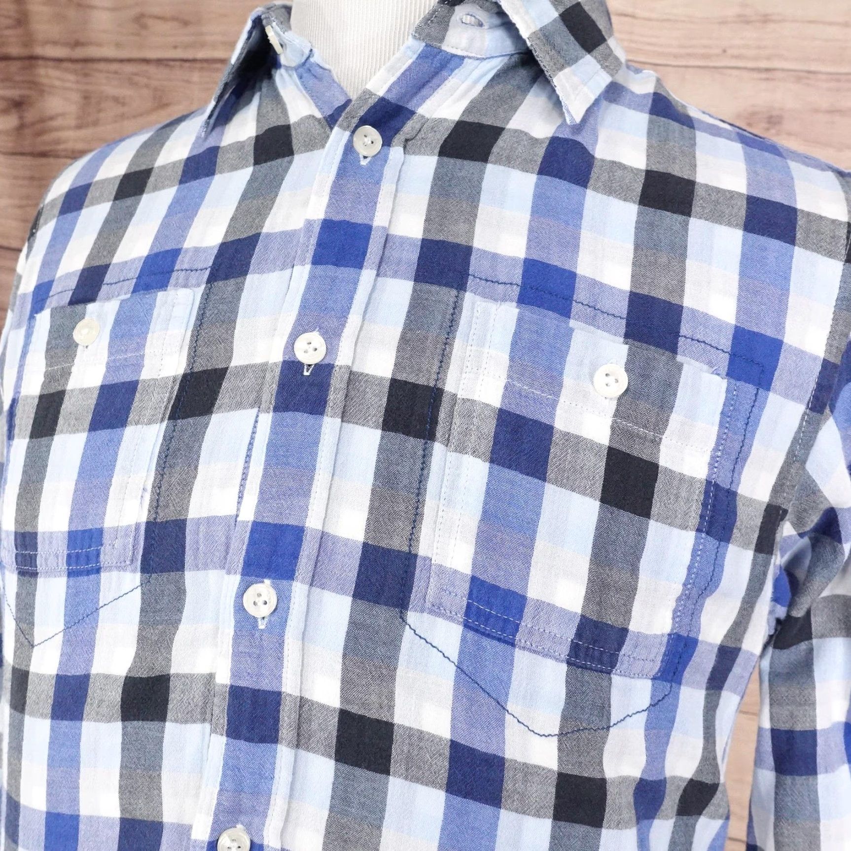 Ben Sherman Ben Sherman Shirt Mens XL Blue Plaid Button Front Long Sleeve Cotton Casual Size US XL / EU 56 / 4 - 2 Thumbnail