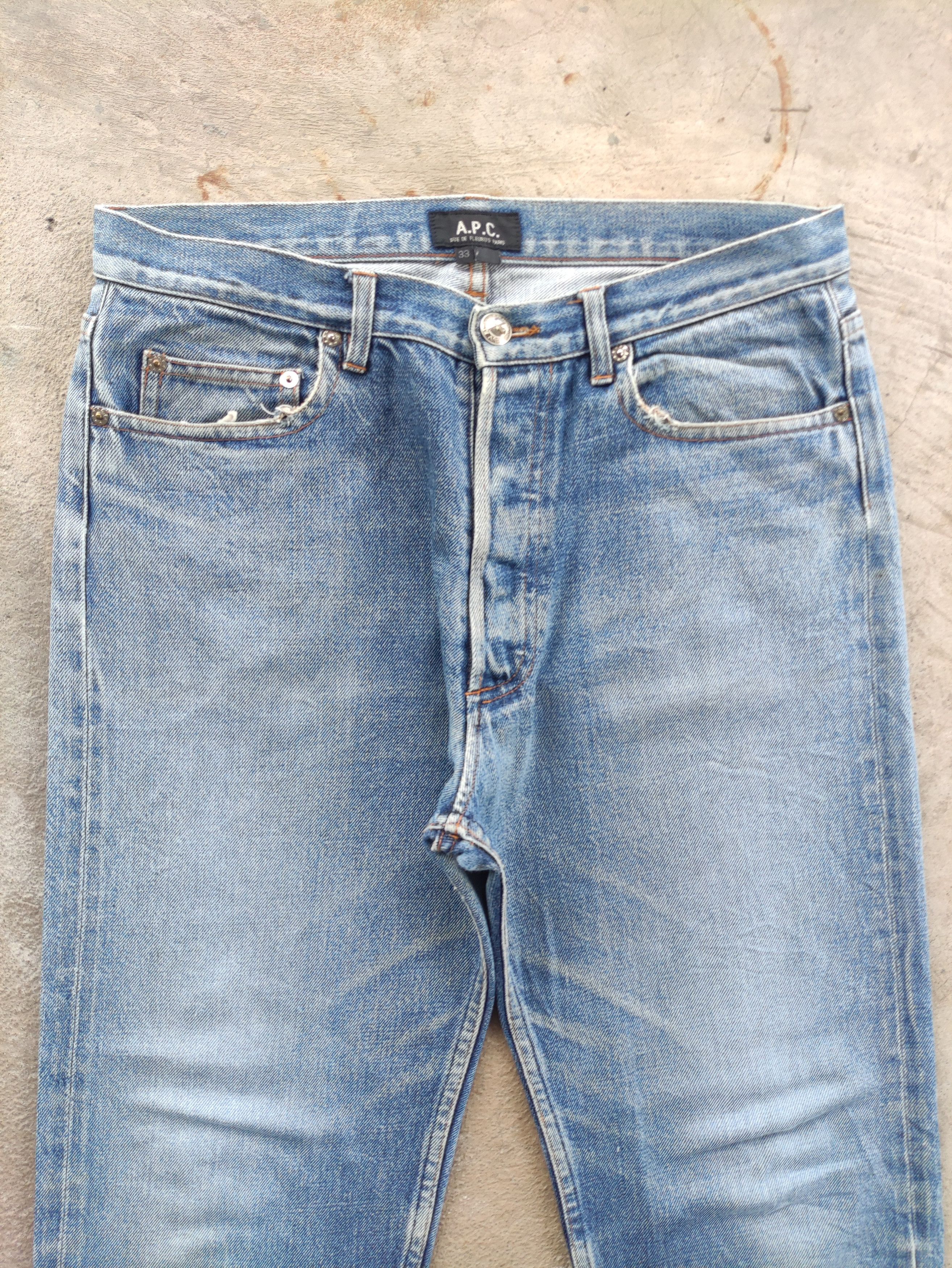 A.P.C. Vintage APC Button Selvedge Jean Distressed Faded Denim Size US 33 - 3 Thumbnail