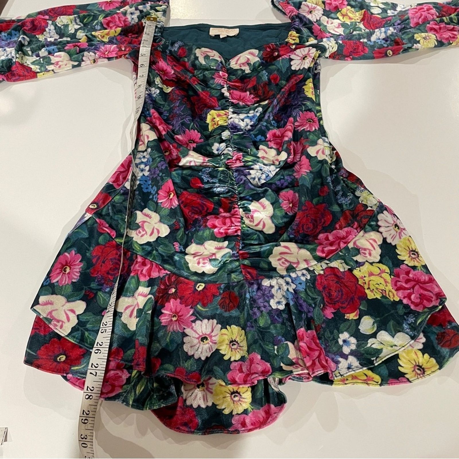 REVOLVE Revolve Rococo Sand Tallia Velvet Floral Ruched Mini Dress Size M / US 6-8 / IT 42-44 - 11 Thumbnail