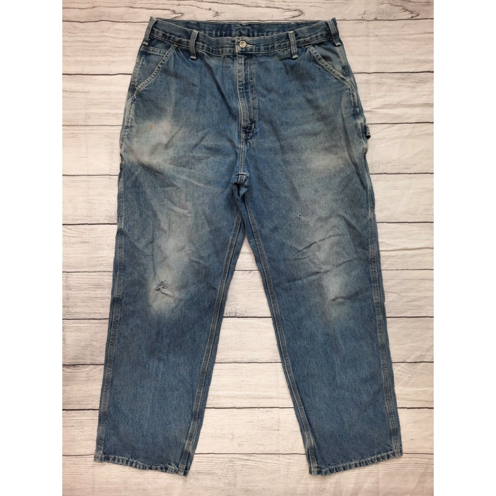 Carhartt Carhartt Jeans Carpenter Loose Original Dungaree Fit 38x32 5-Pocket Design Mens Blue Cotton Straight High Rise Size US 38 / EU 54 - 7 Thumbnail