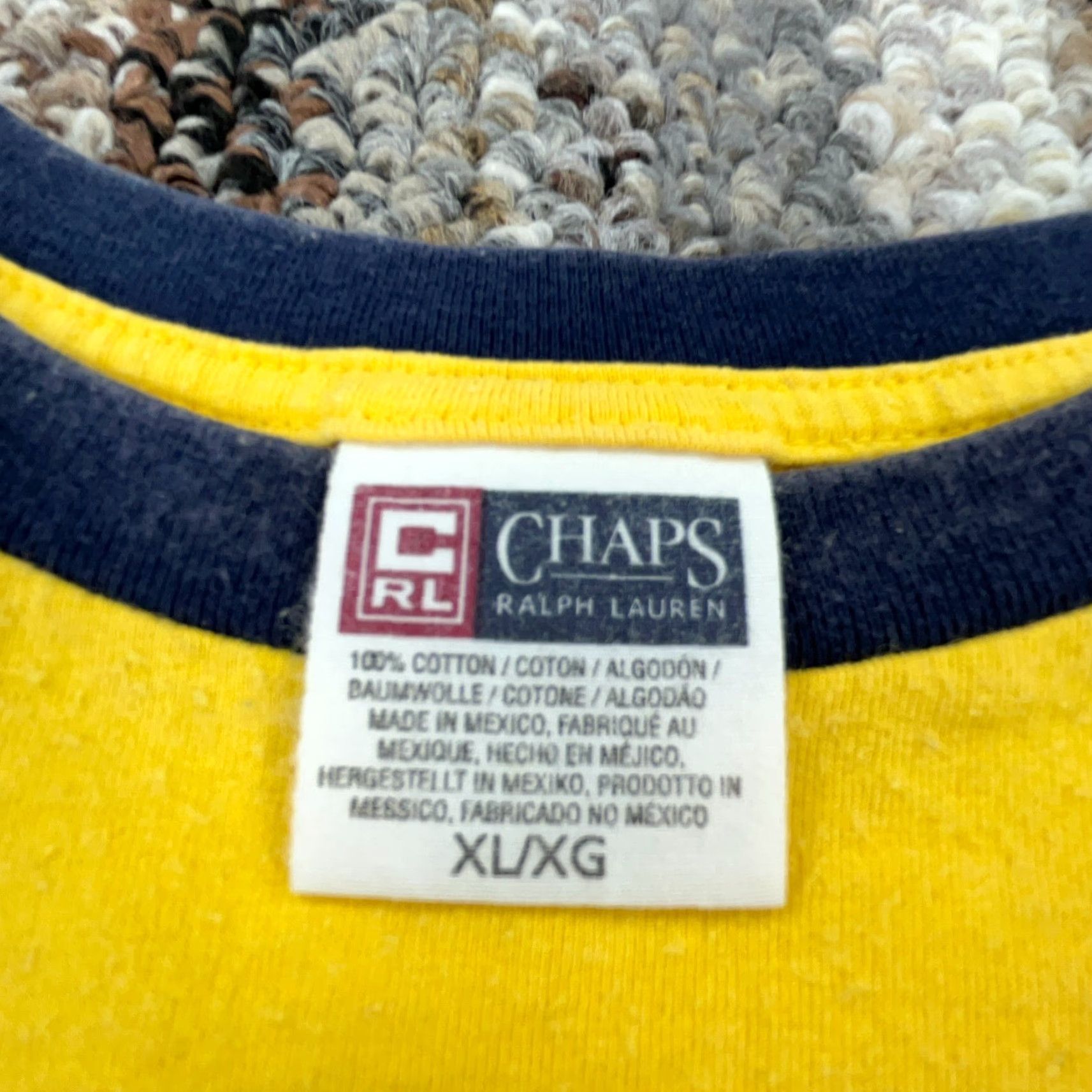 Chaps VINTAGE Chaps Shirt Men XL Yellow Blue Tee Spell Out Y2K Adult T * Size US XL / EU 56 / 4 - 4 Thumbnail