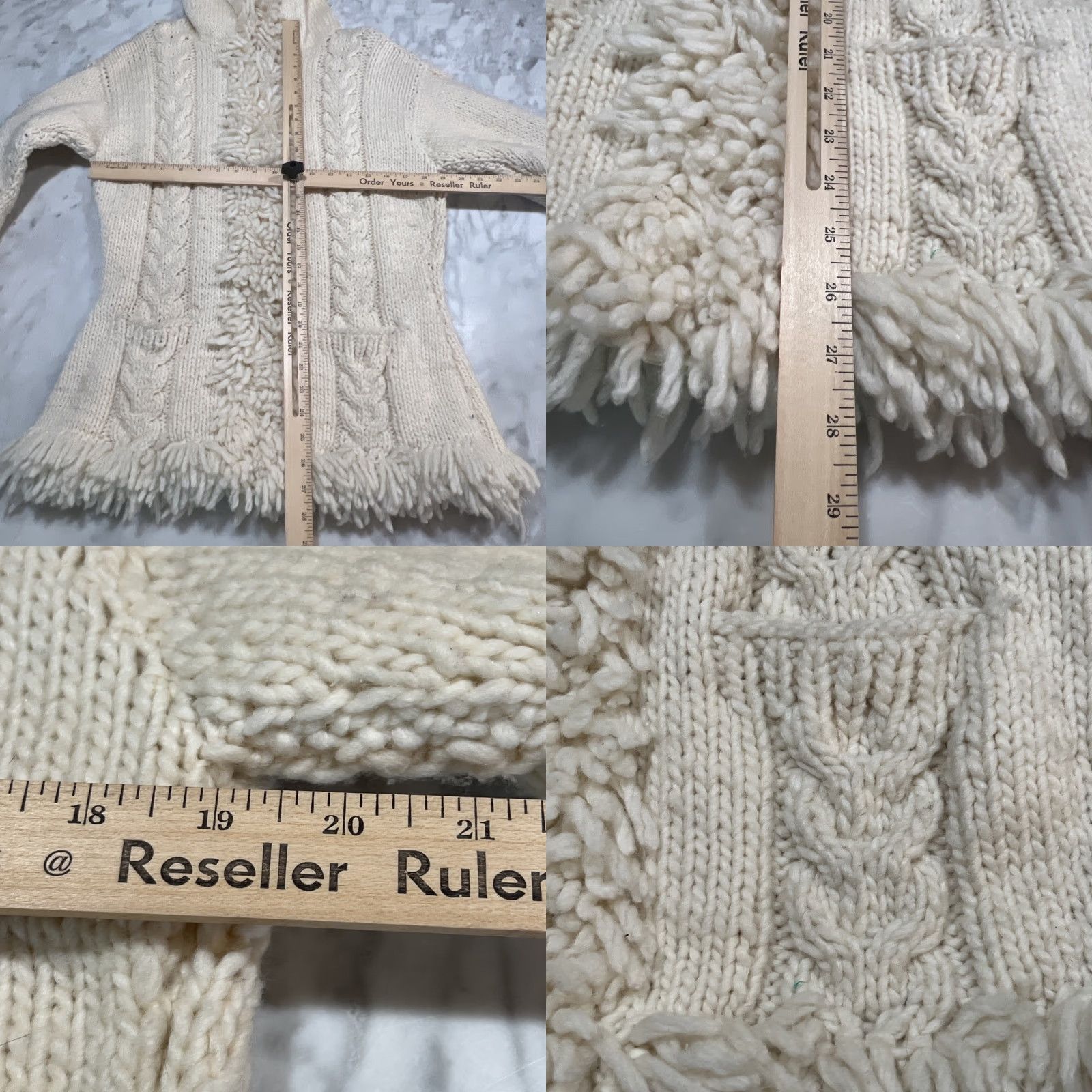 Native VINTAGE Native Knit Hood Full Zip Wool Sweater Women M Chunky Fisherman Fringe Size M / US 6-8 / IT 42-44 - 9 Thumbnail