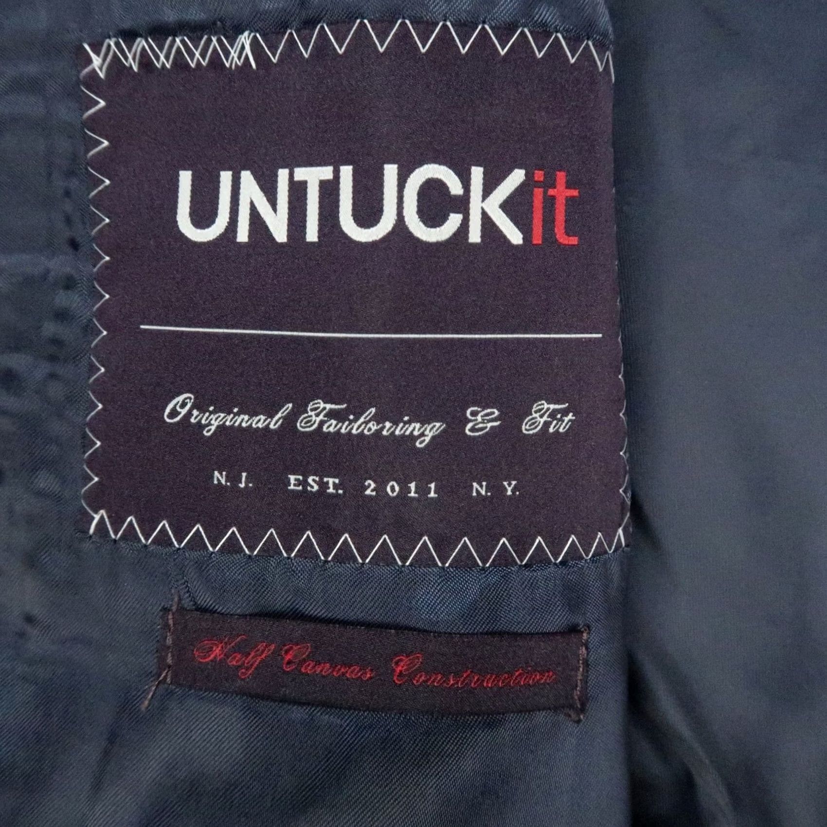 UNTUCKit UNTUCKit Blazer Mens Navy Blue Wool Half Canvas Construction Jacket 40R Size 40R - 4 Thumbnail