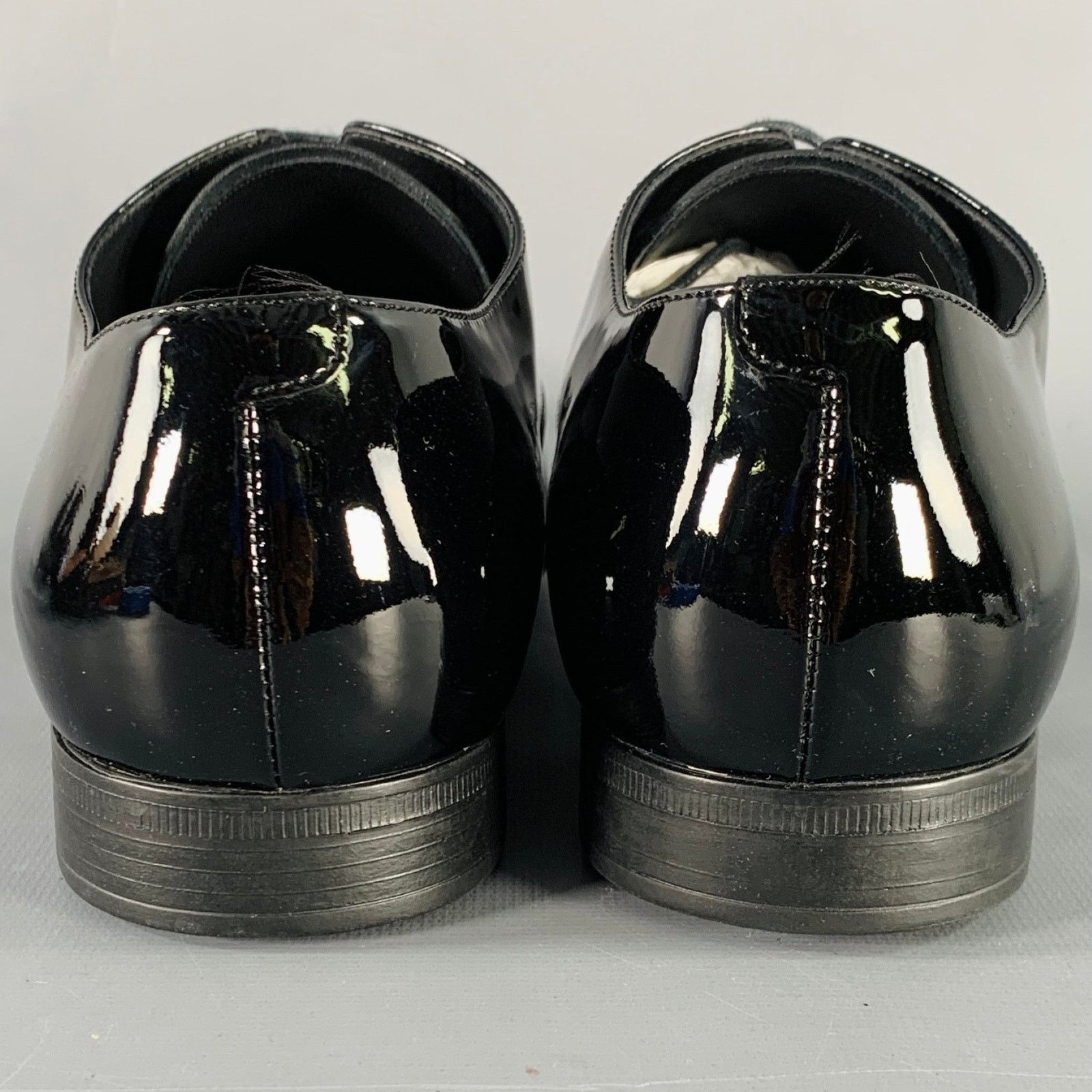 Giorgio Armani Size 6 Black Patent Leather Derby Lace-Up Shoes Size US 6 / EU 39 - 3 Thumbnail
