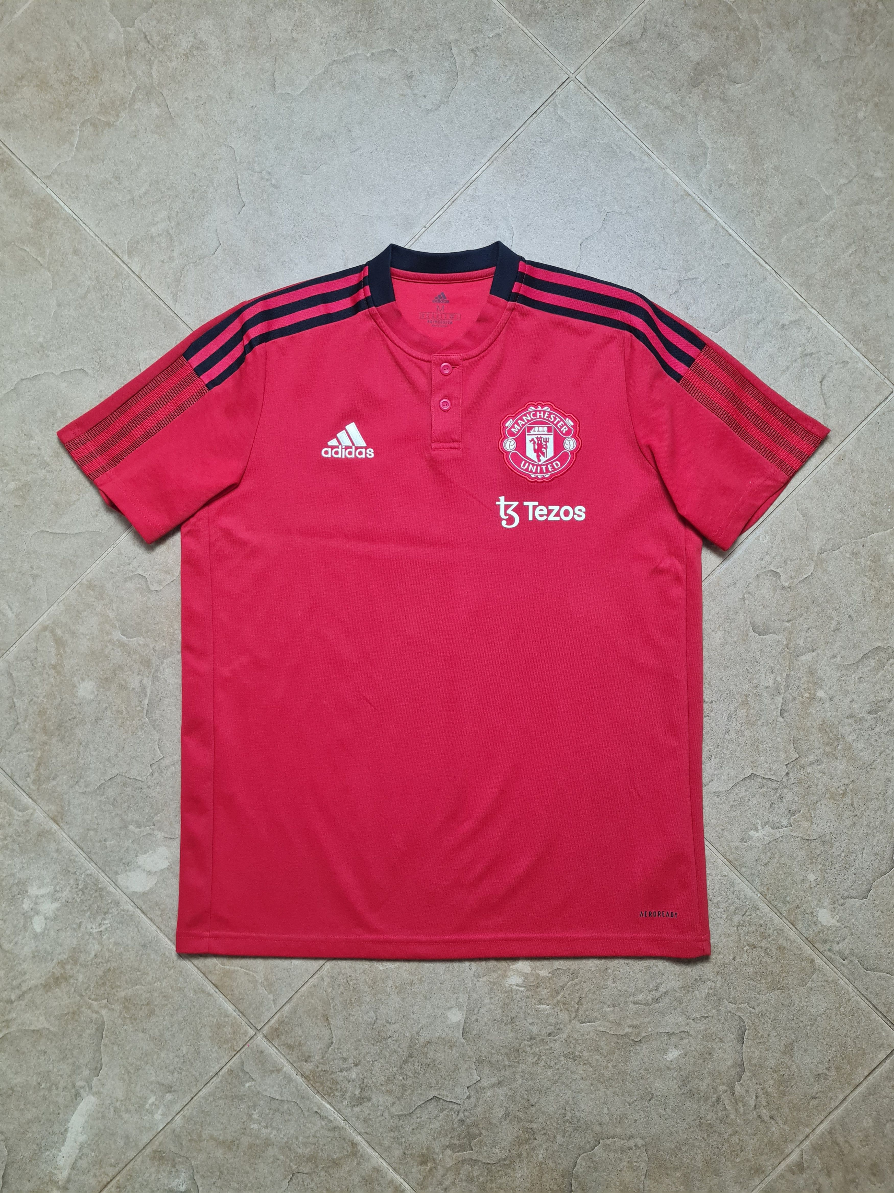 Adidas Polo Adidas Men's Red Manchester United 3-Stripes H63964 Size US M / EU 48-50 / 2 - 1 Thumbnail