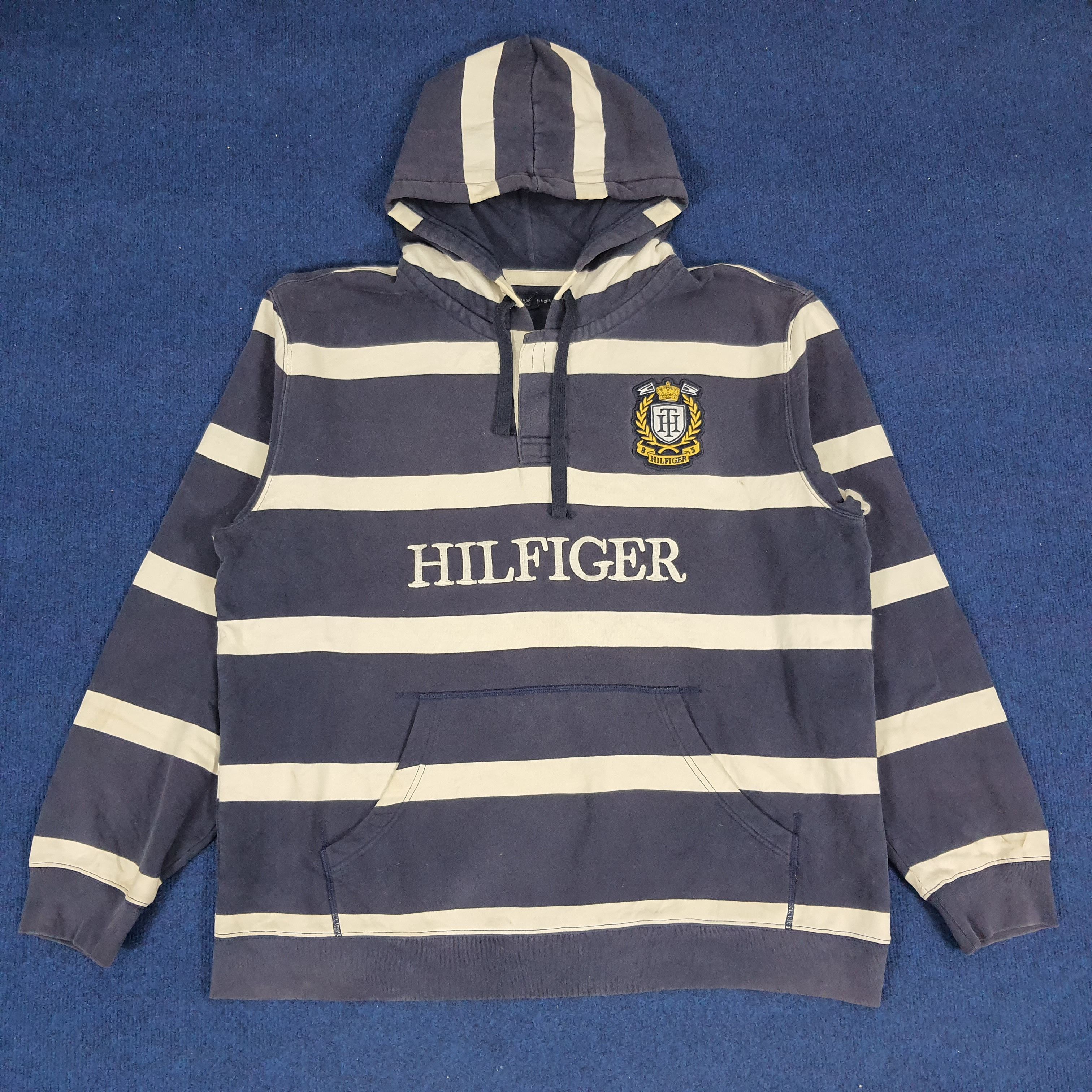 Tommy Hilfiger × Vintage Vintage Tommy Hilfiger Striped Hoodies Size US XL / EU 56 / 4 - 1 Thumbnail