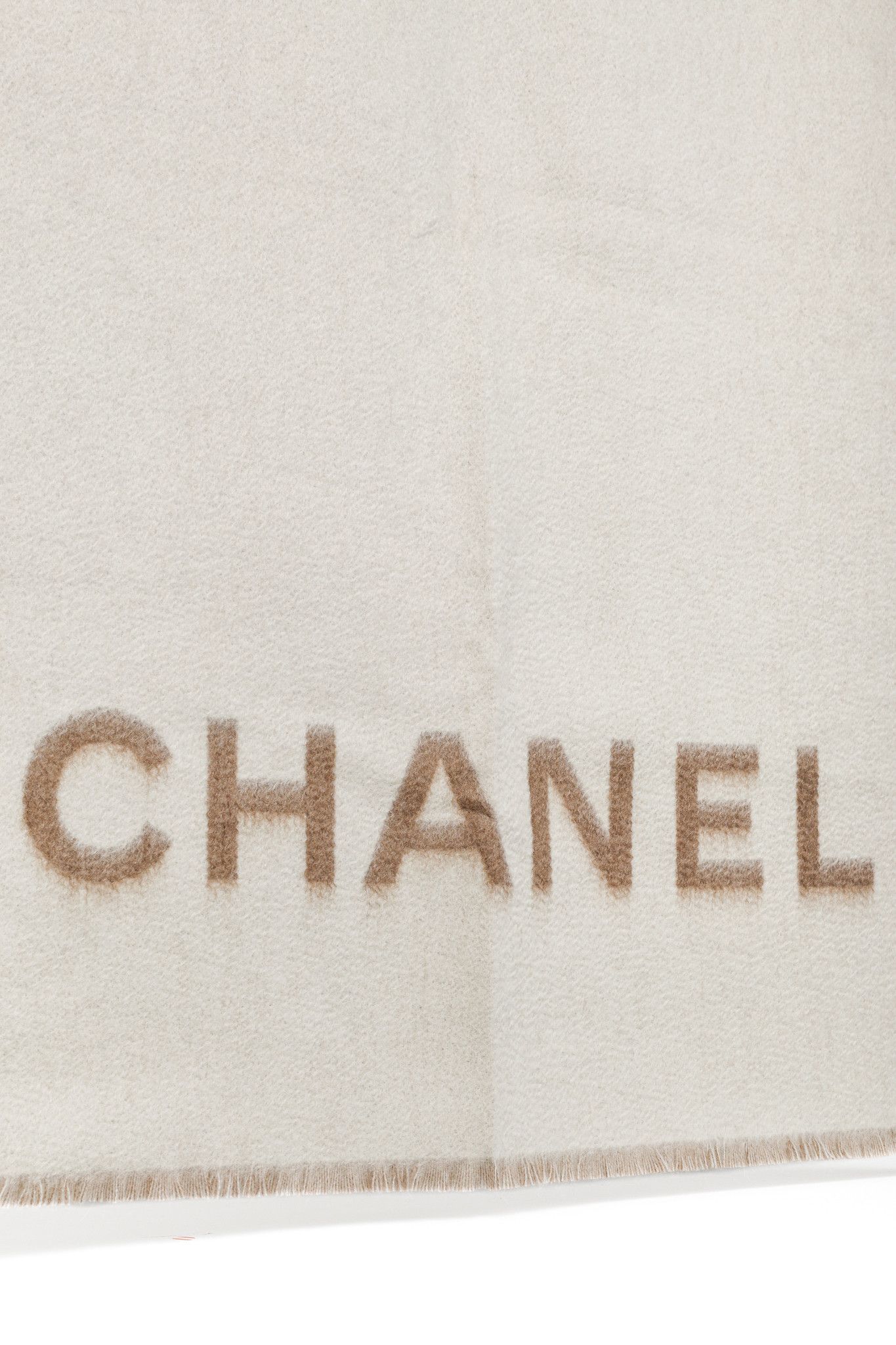 Chanel Chanel Brown and White Two-Tone Cashmere CC Logo Blank Shawl Size ONE SIZE - 3 Thumbnail