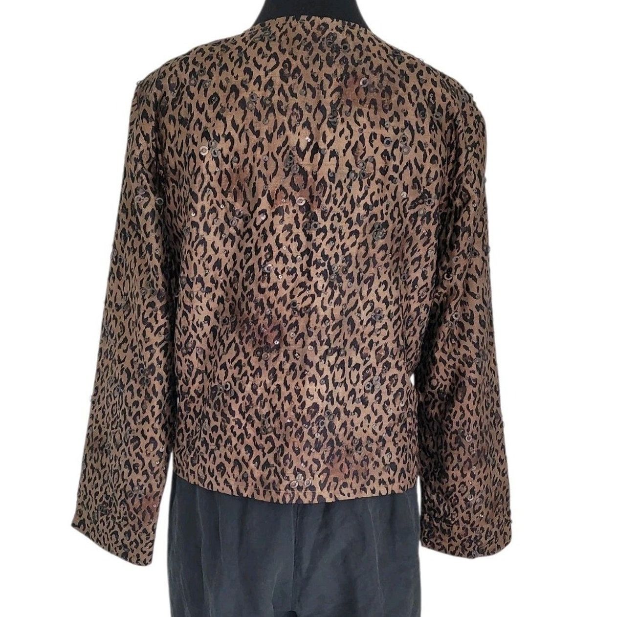 Chicos Chico’s Silk Sequin Jacket Animal Print Cropped M Size M / US 6-8 / IT 42-44 - 4 Thumbnail