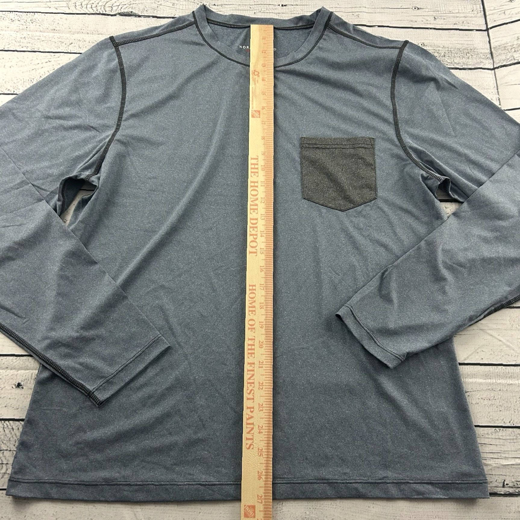 J Brand Normal Brand Performance Long Sleeve Pocket T Shirt Men's Large Blue Athletic Size US L / EU 52-54 / 3 - 3 Thumbnail