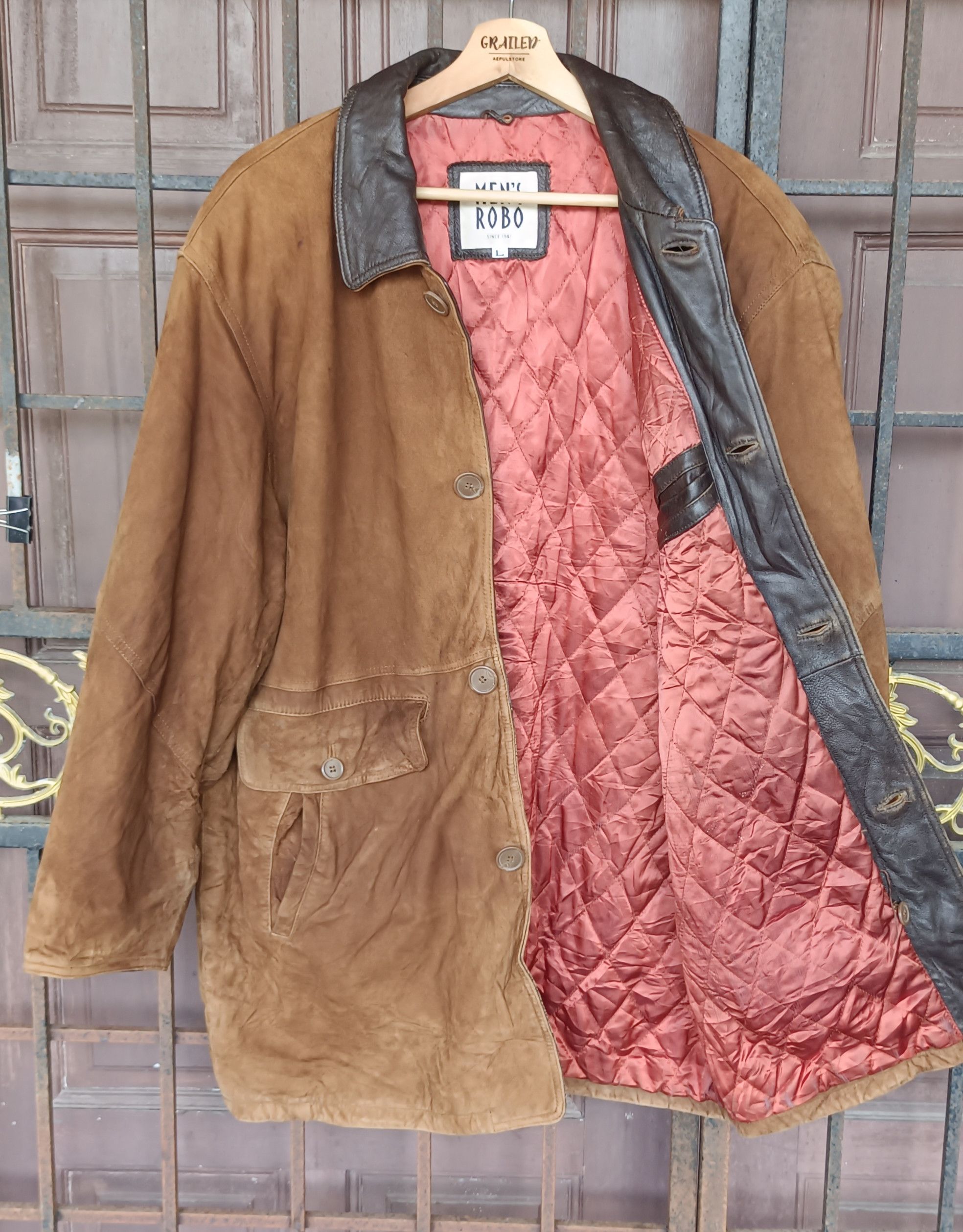 Japanese Brand Mens Robo Sueded Leather Lined Jacket Size US L / EU 52-54 / 3 - 2 Thumbnail
