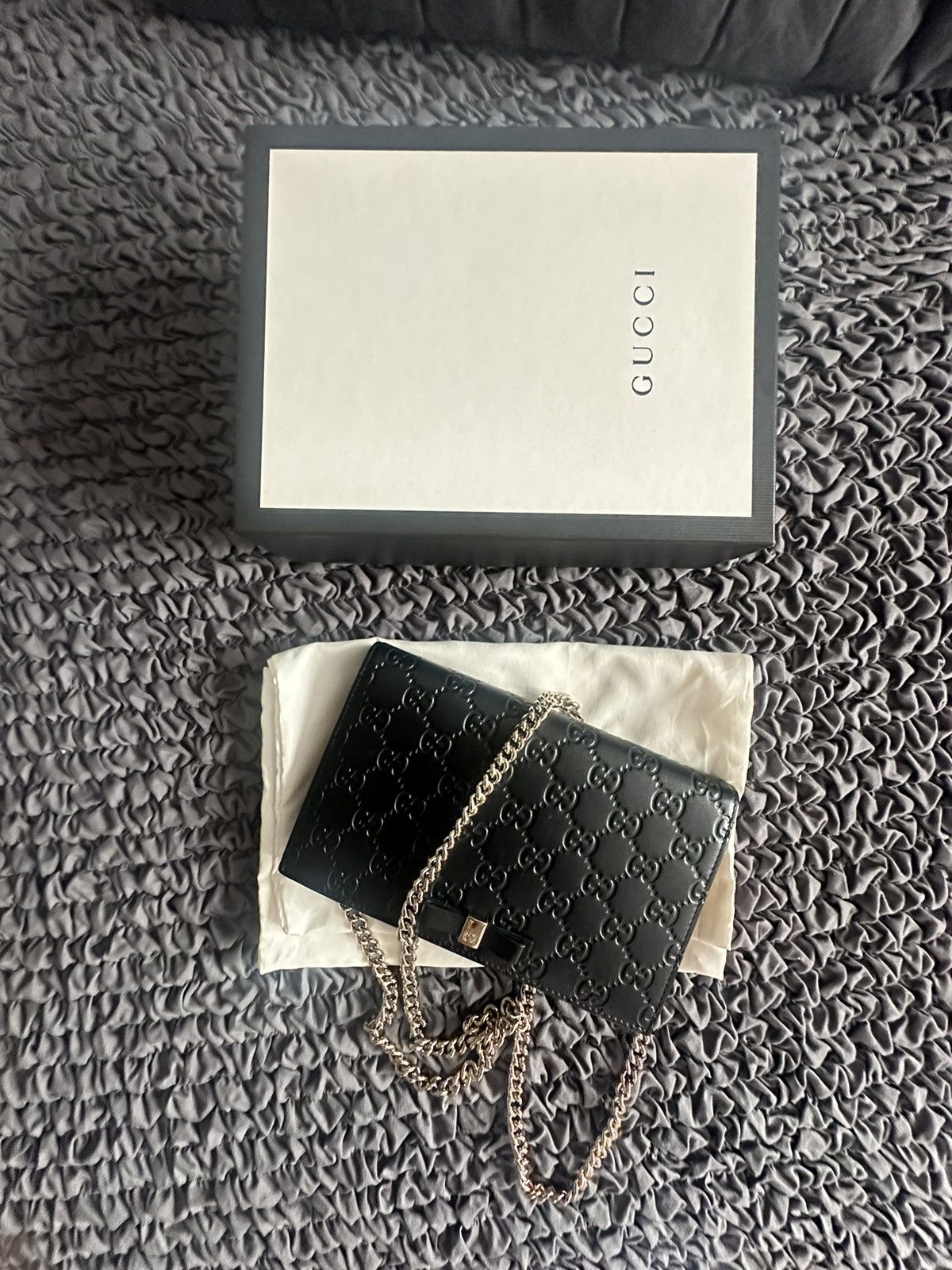 Gucci Guccissima Signature Bowy Chain Wallet Black Size ONE SIZE - 6 Thumbnail
