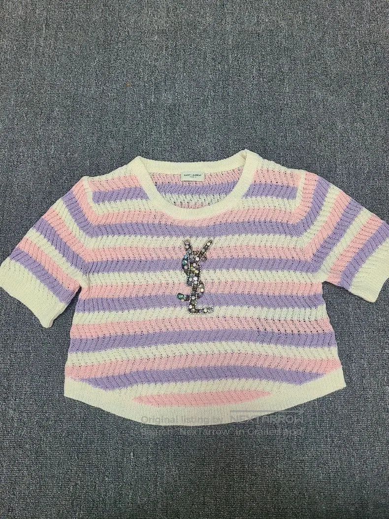 Yves Saint Laurent YSL Striped Short Sleeve Sweater Size US M / EU 48-50 / 2 - 1 Thumbnail