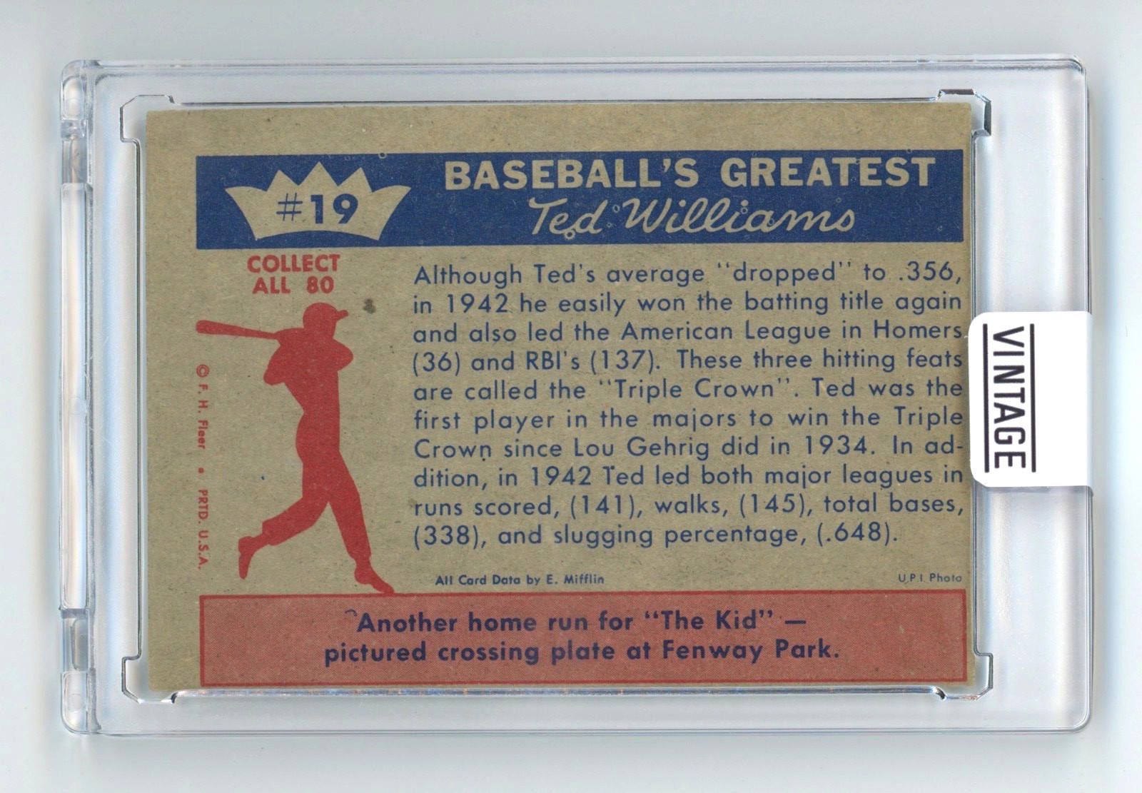 Other 1959 Fleer #19 Ted Williams 1942-Ted Wins Triple Crown Size ONE SIZE - 2 Thumbnail