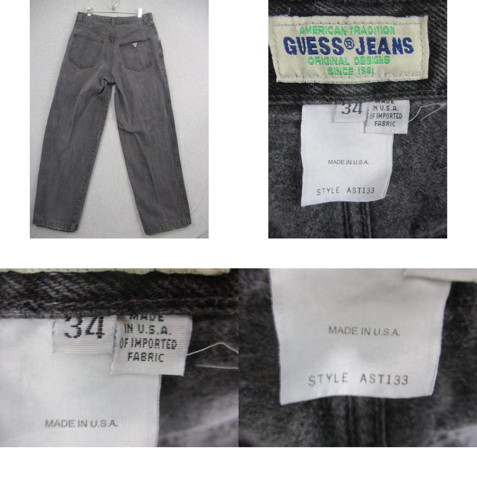 Guess VINTAGE Guess Jeans Mens 34x32 Gray High Rise Straight Denim Made USA 90s Size US 34 / EU 50 - 8 Thumbnail