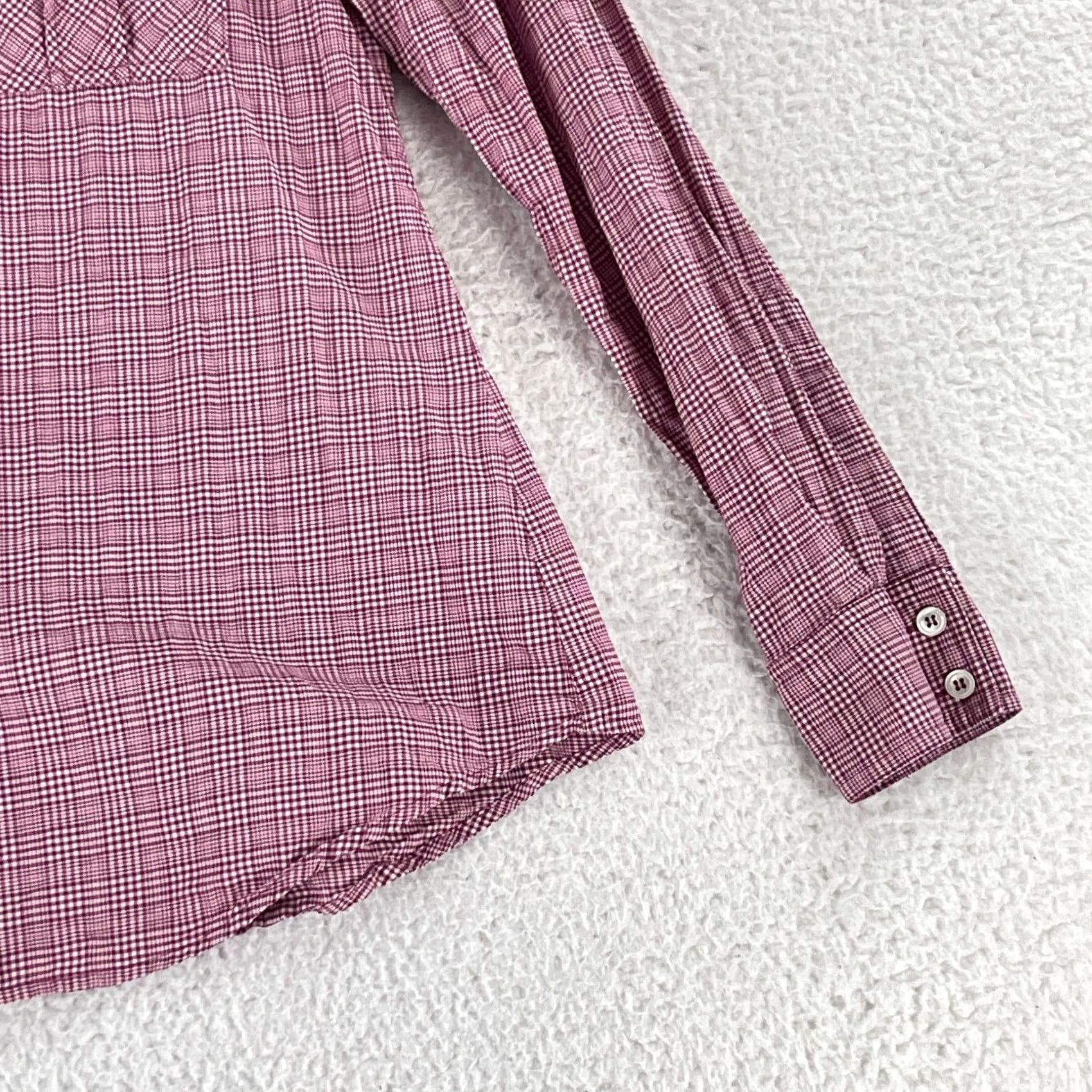 Theory Theory Button-Up Shirt Womens Large Red Plaid 100% Cotton Casual Long Sleeve Shirt Size L / US 10 / IT 46 - 3 Thumbnail